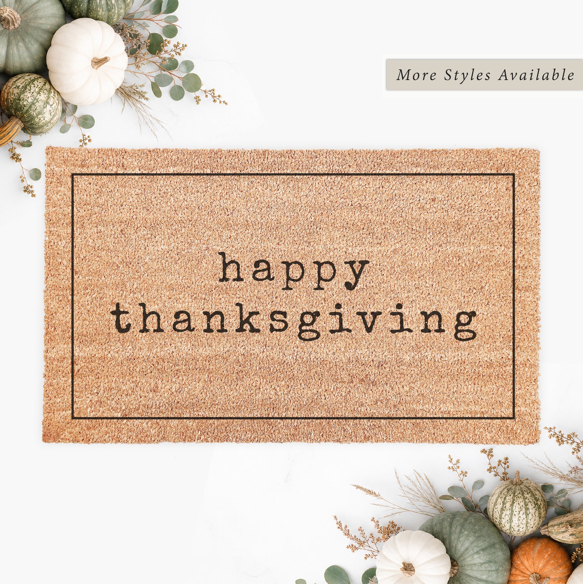 Happy Thanksgiving v2 (lowercase) Doormat