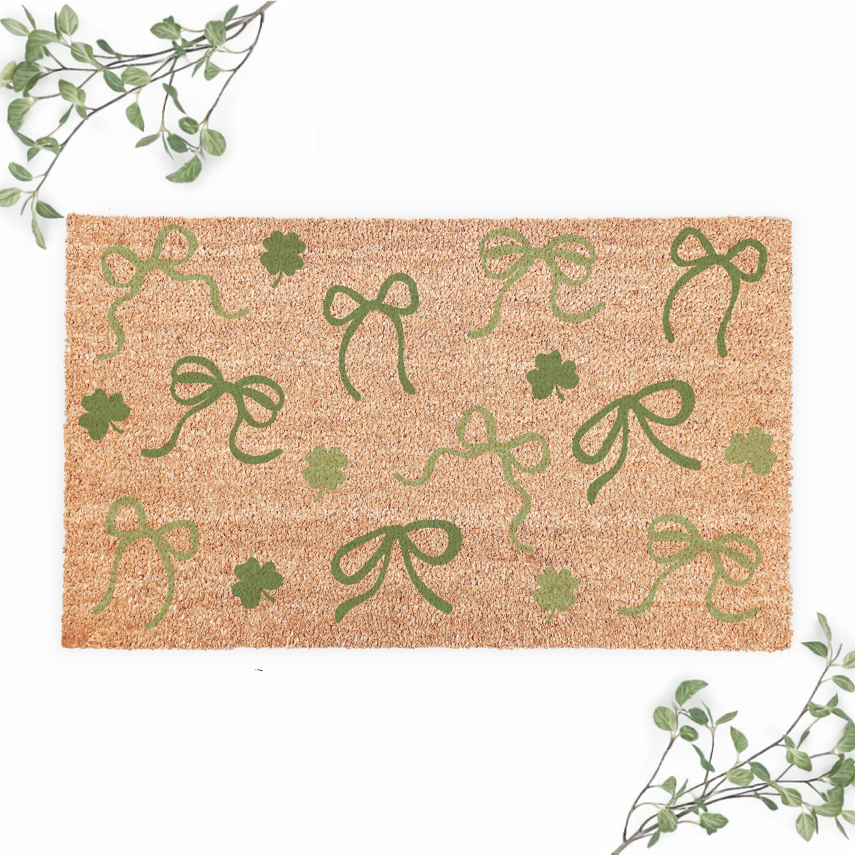 Shamrock and Coquette Bow Doormat
