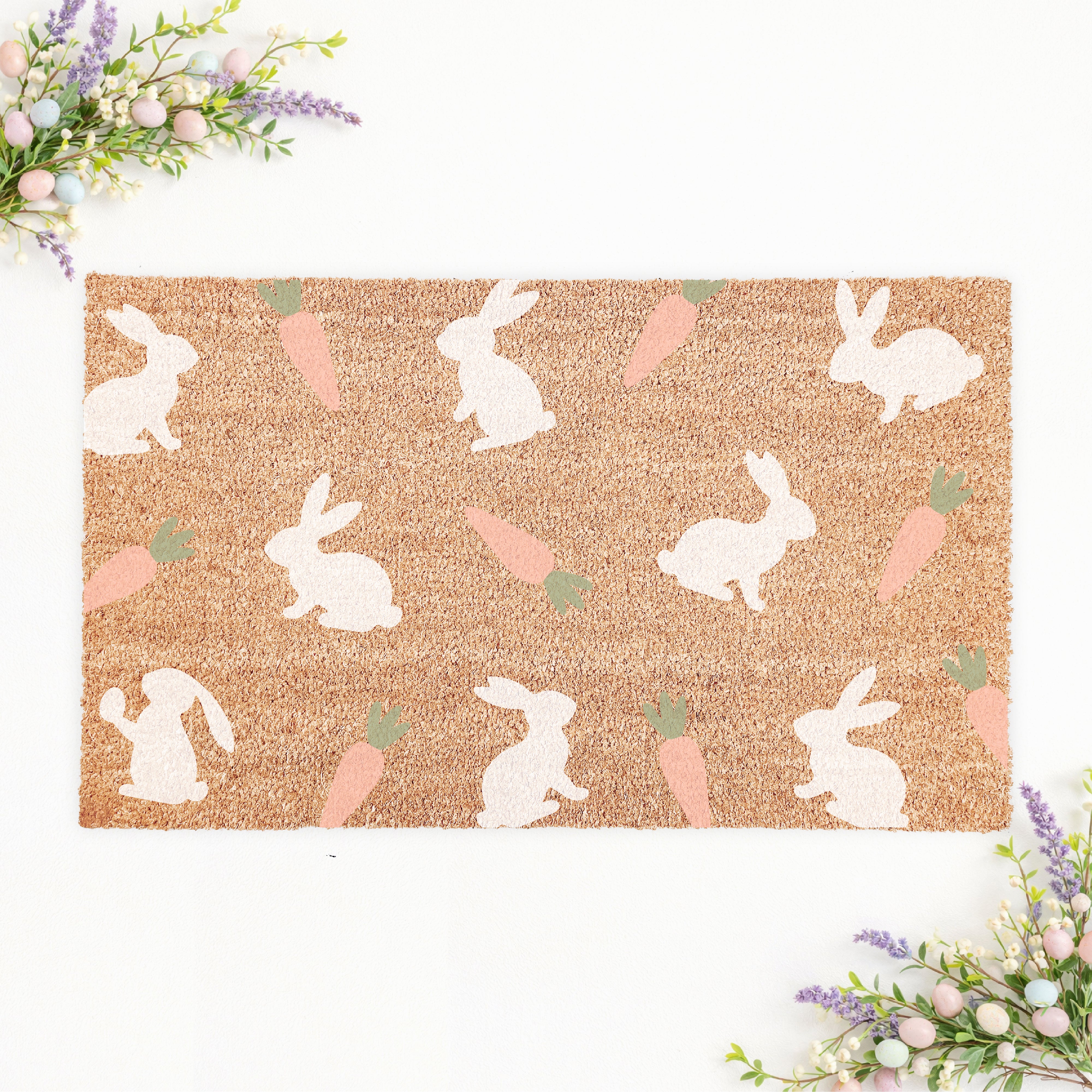 Rabbits & Carrots Easter Doormat