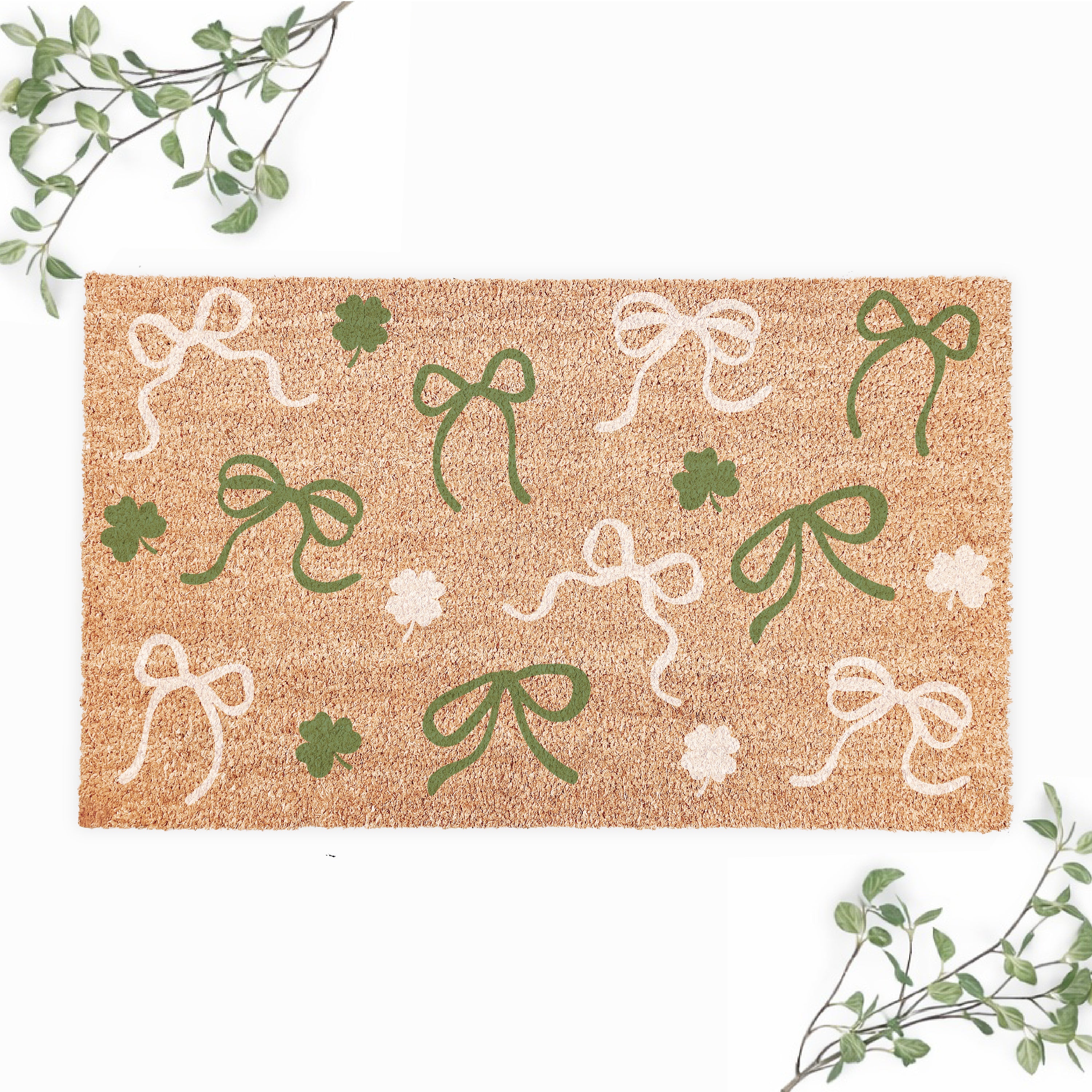 Shamrock and Coquette Bow Doormat