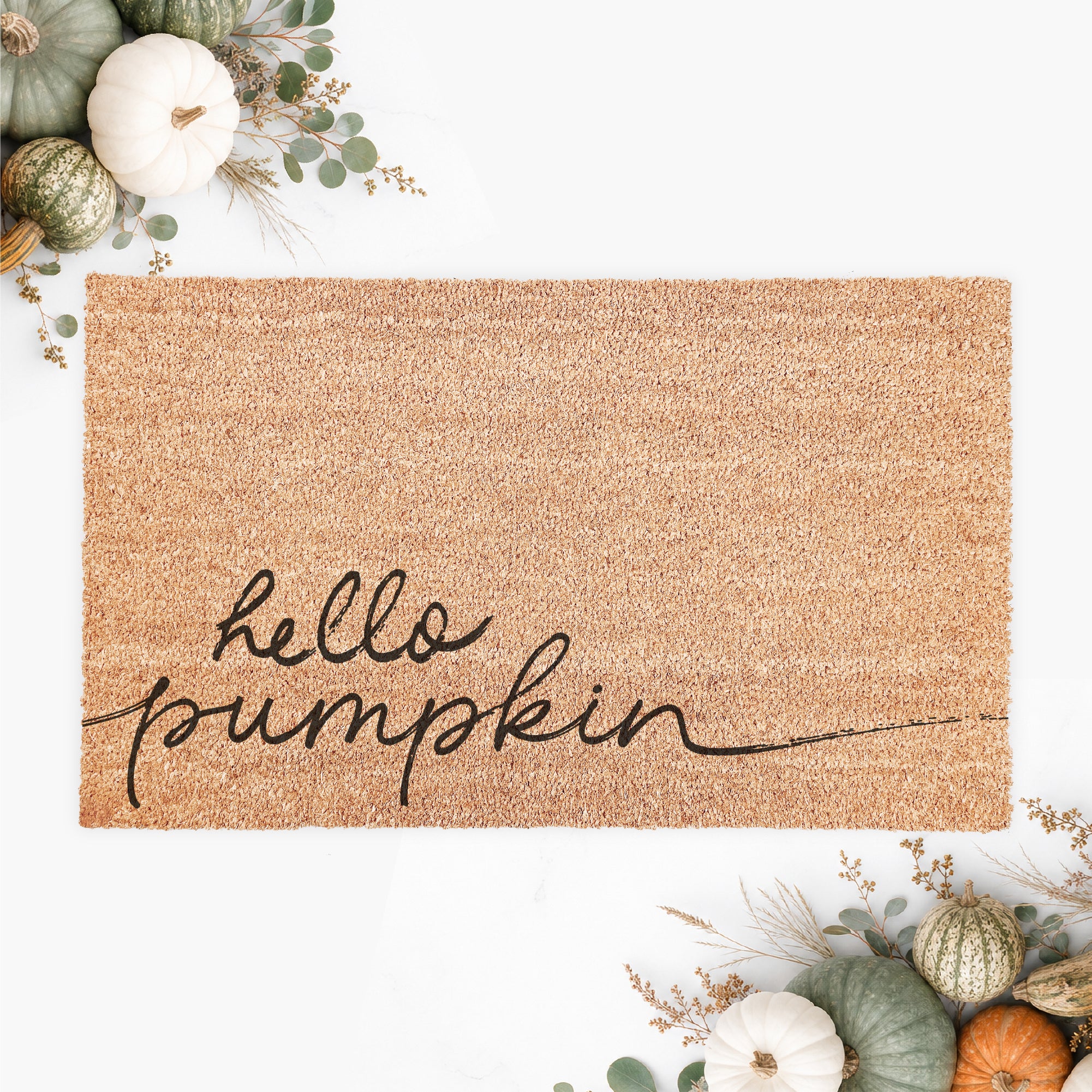 Hello Pumpkin Modern Script Doormat
