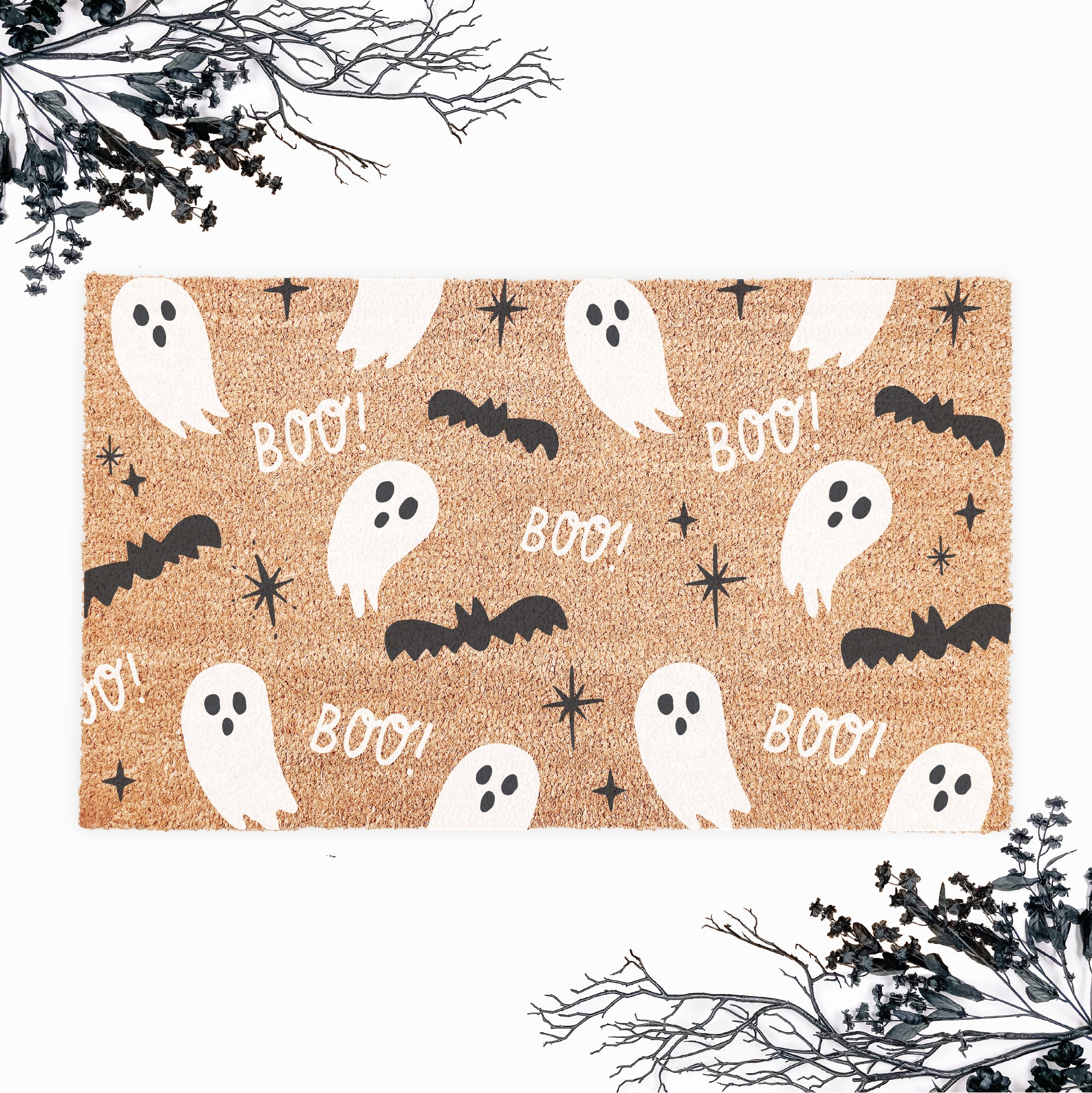 Boo! Ghost & Bat Pattern Doormat