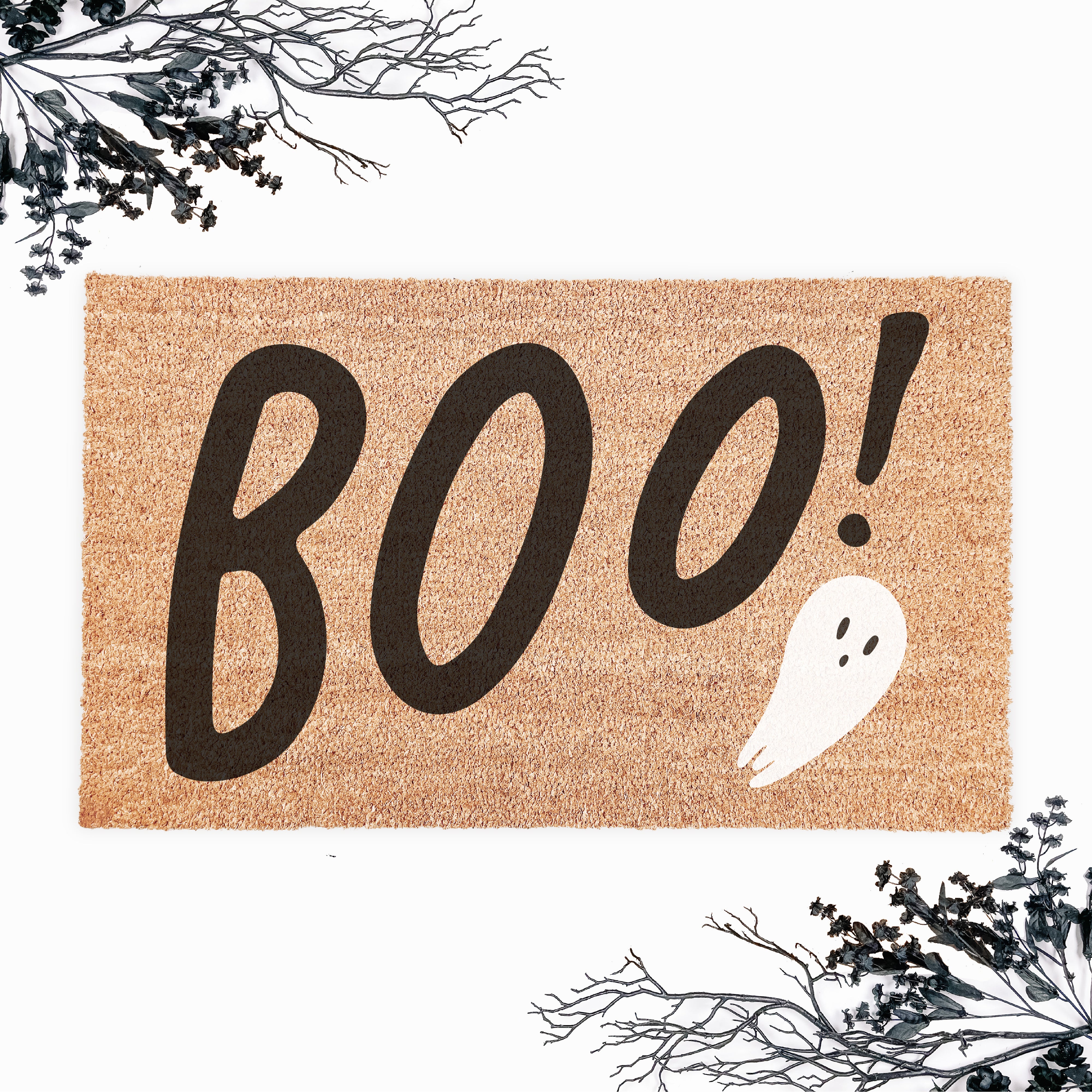 Boo! Cute Floating Spooky Ghost Halloween Doormat