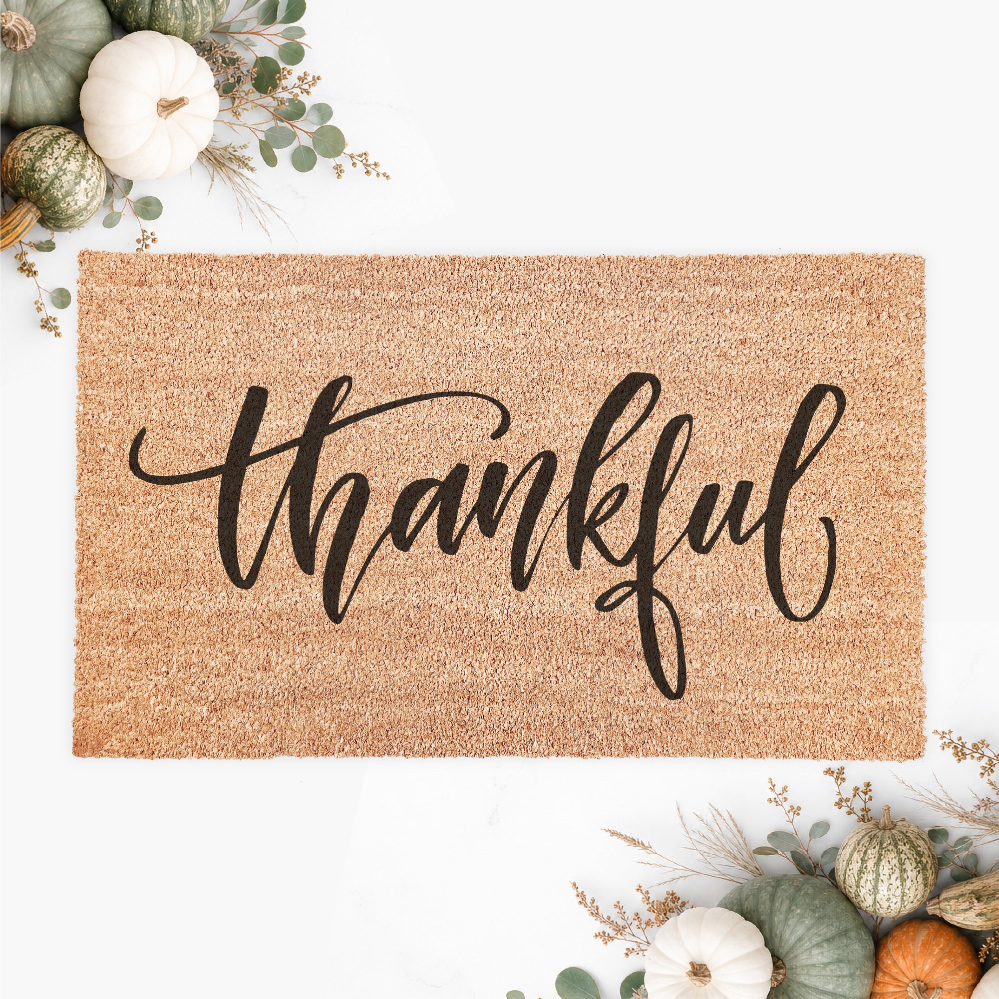 Thankful Script Thanksgiving Doormat