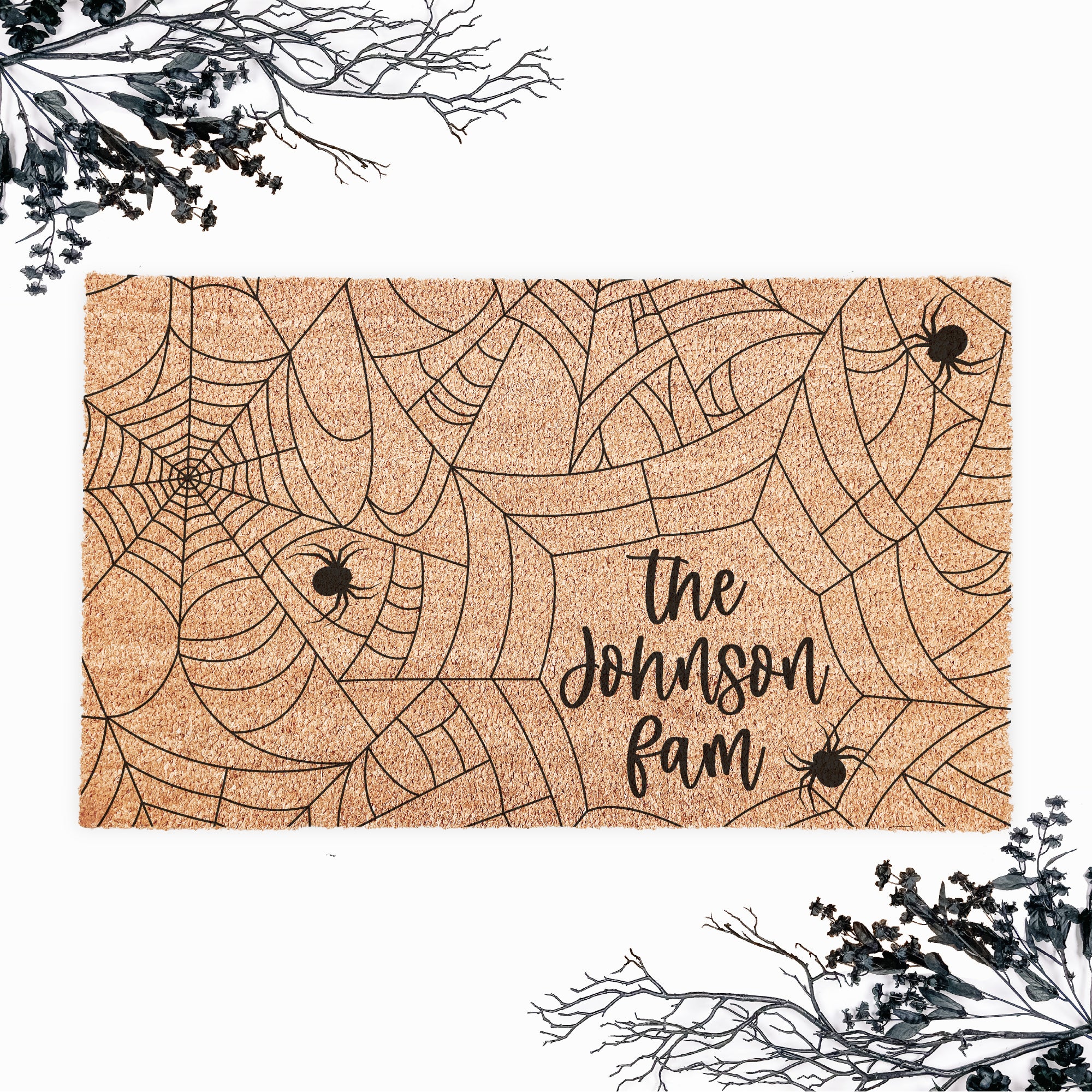 Personalized Spider Web Family Name Doormat