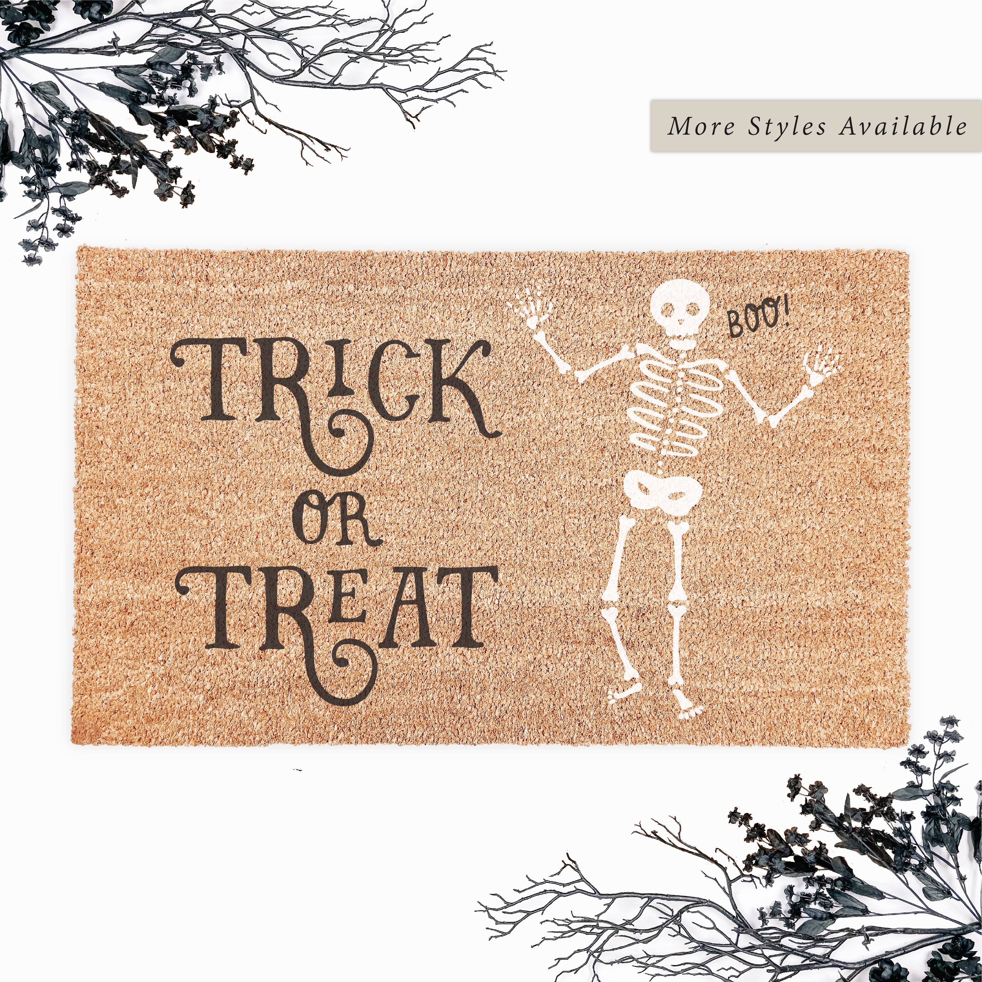 Trick or Treat Skeleton Halloween Doormat