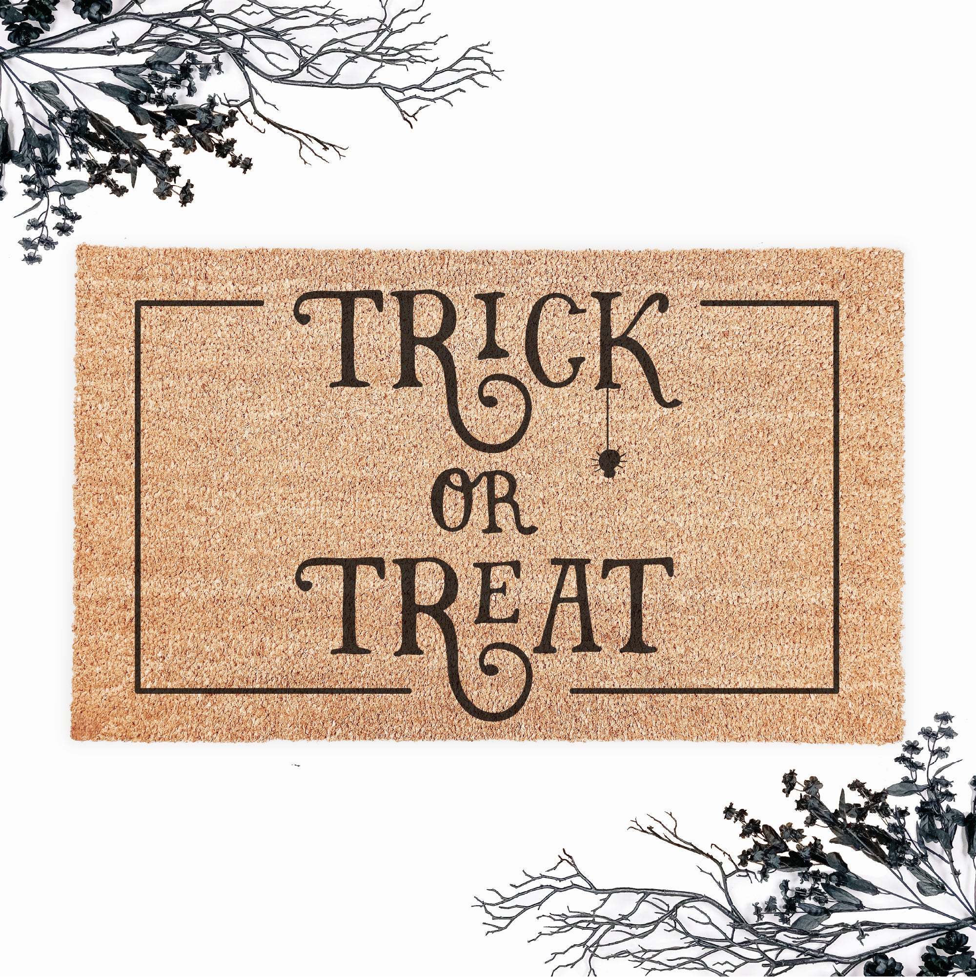 Trick or Treat Dangling Spider Halloween Doormat