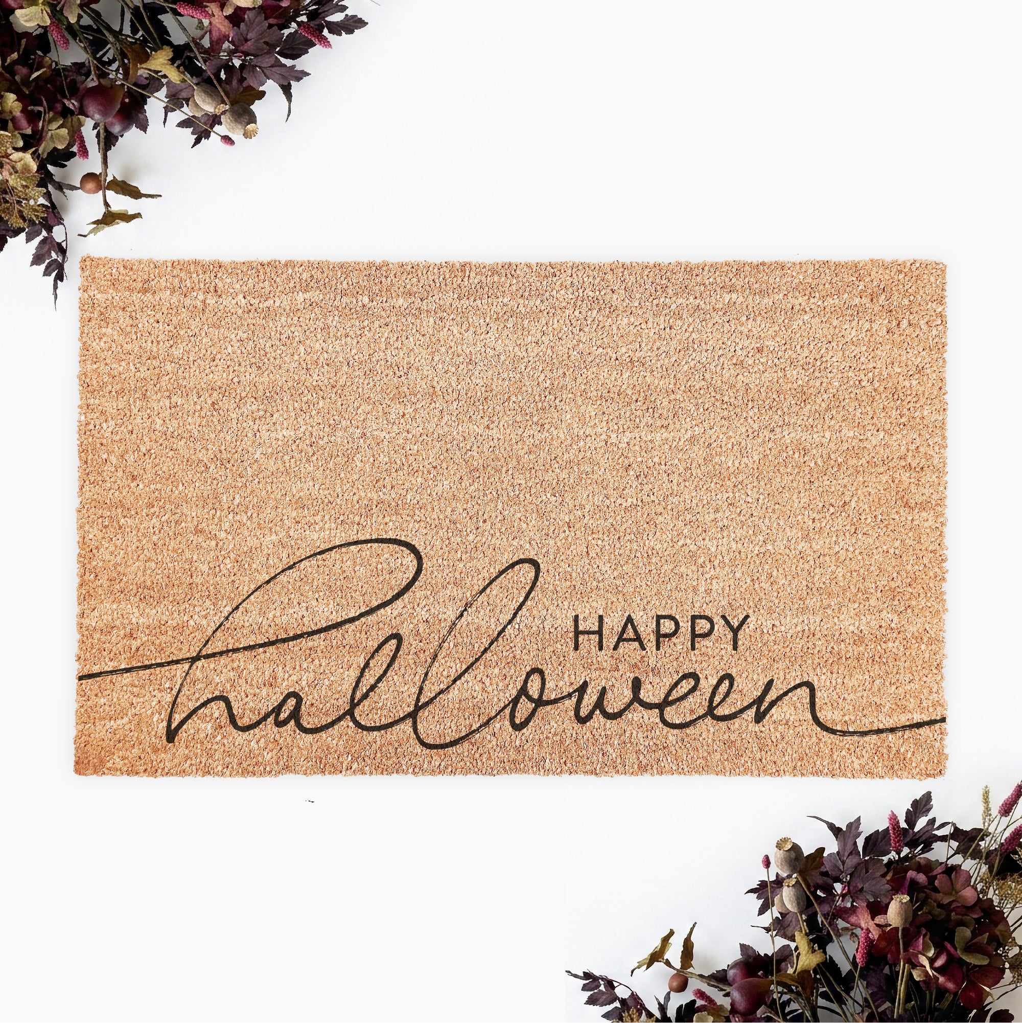 Modern Script Happy Halloween Doormat