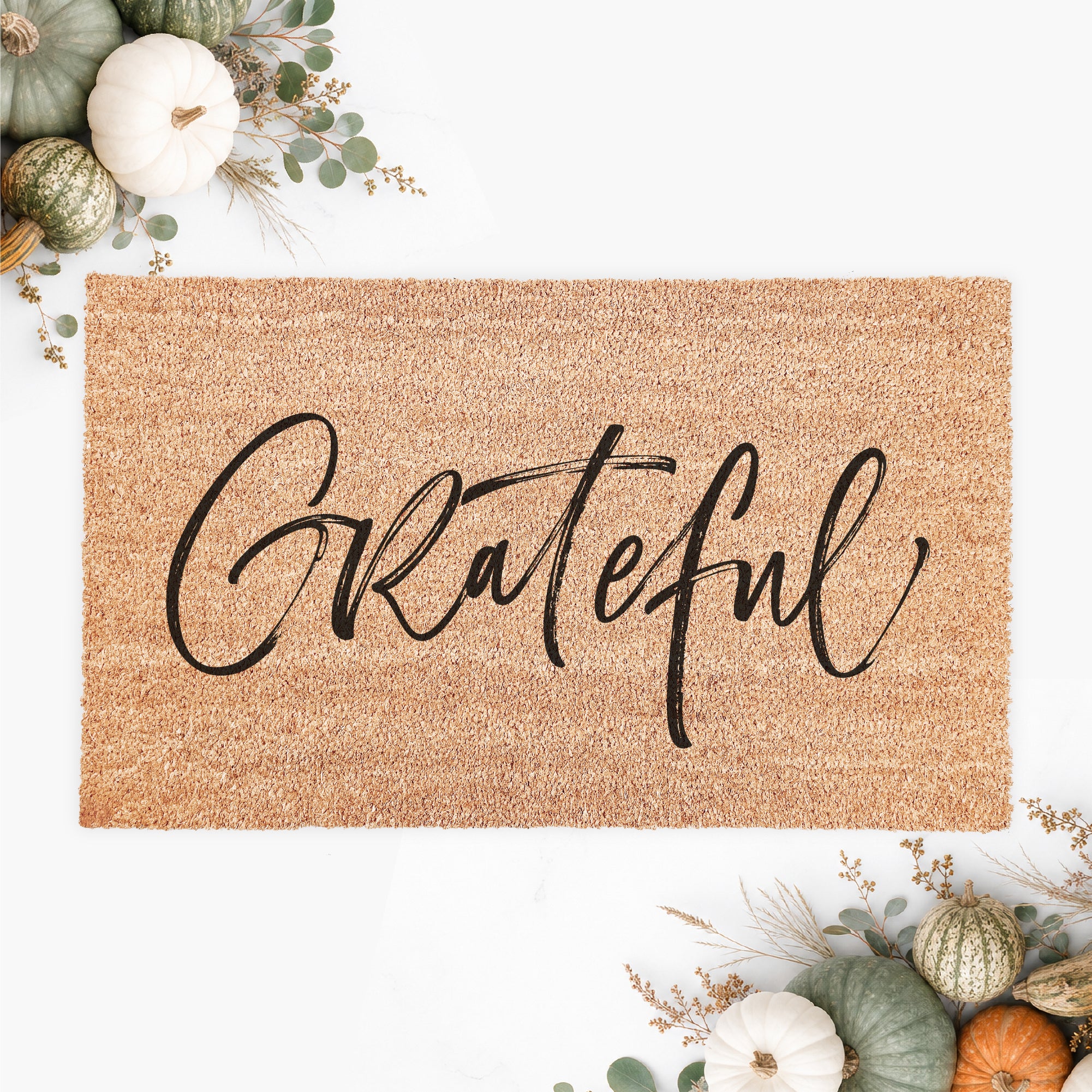 Grateful Script v2 Thanksgiving Doormat