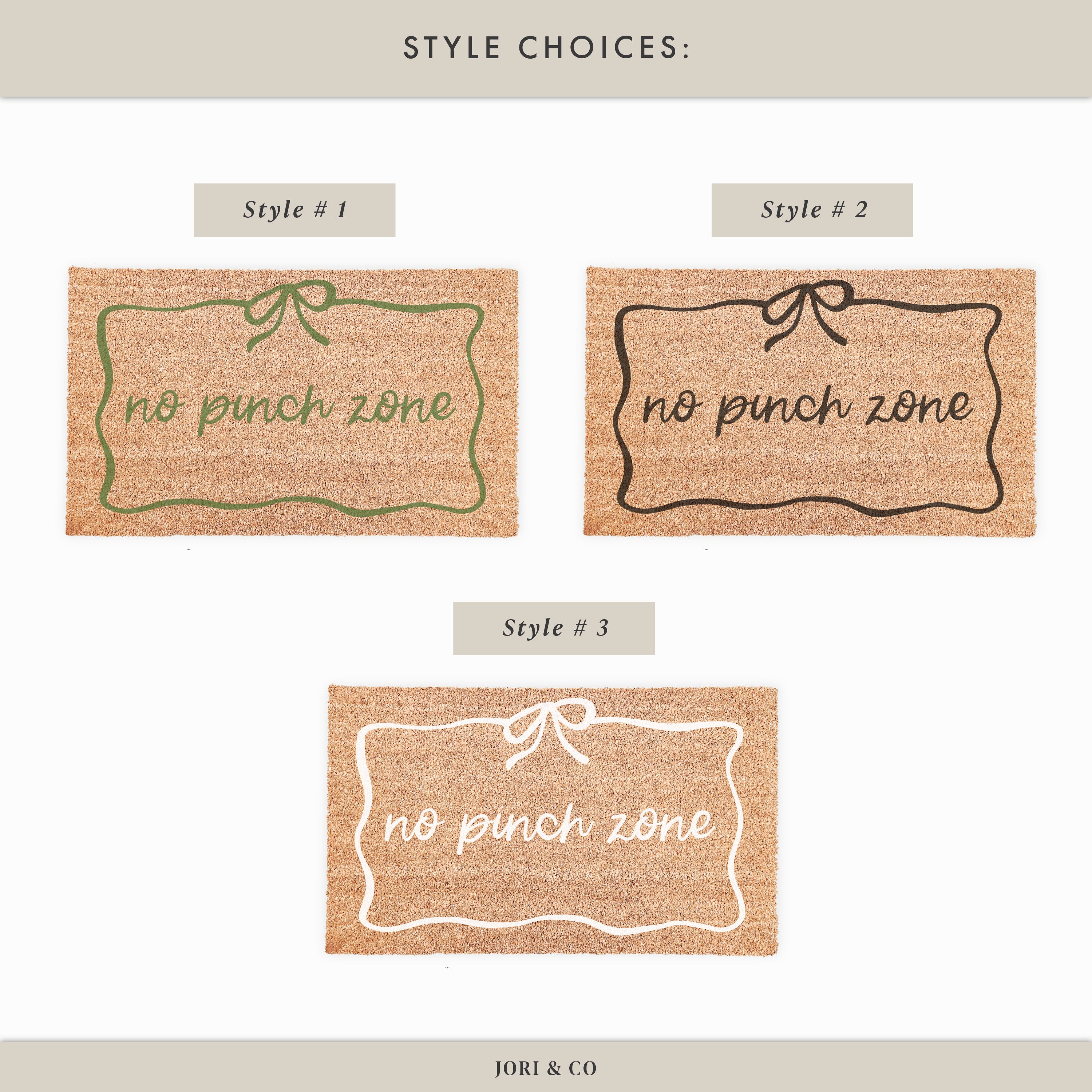 No Pinch Zone With Bow Border Doormat