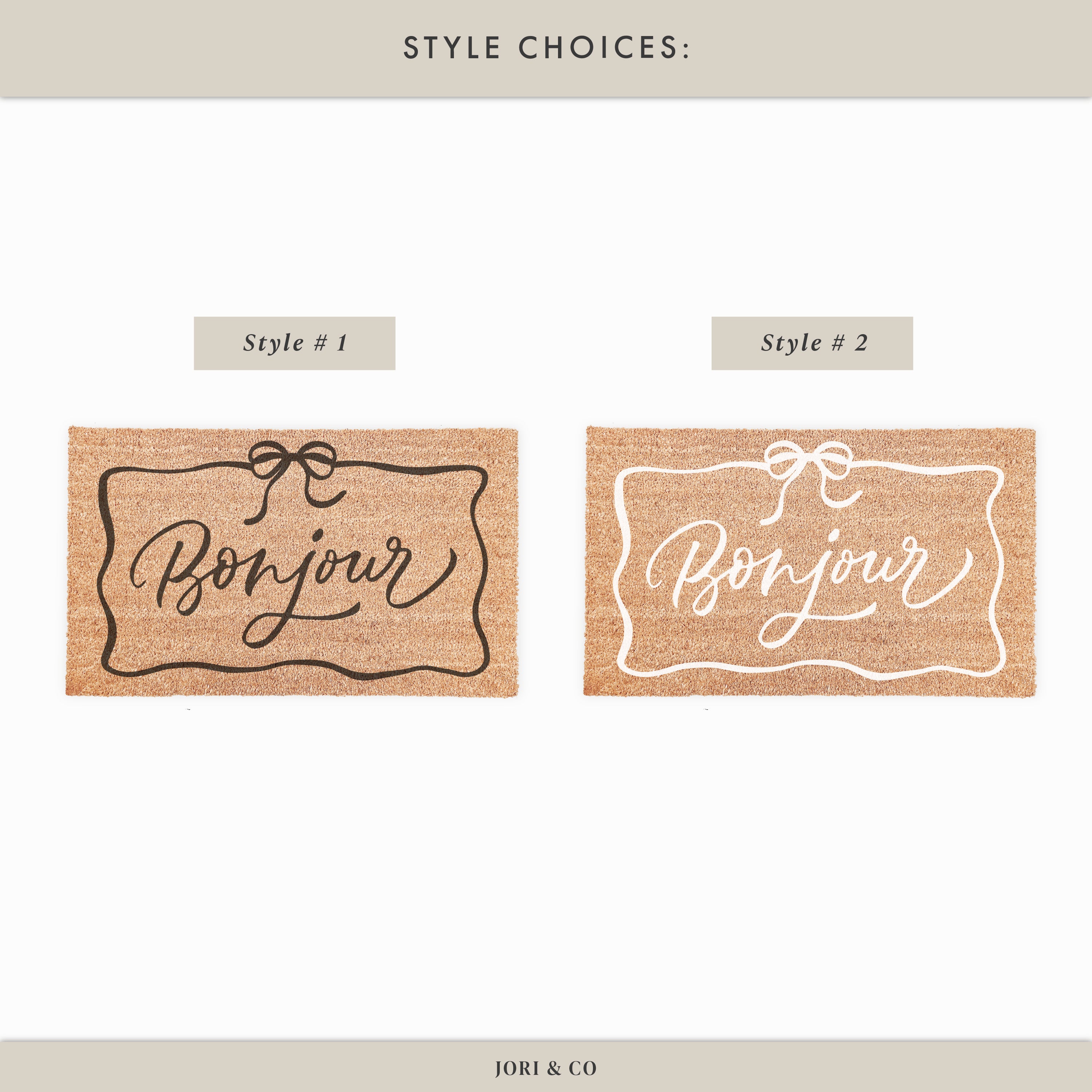 Bonjour With Coquette Bow Border Doormat