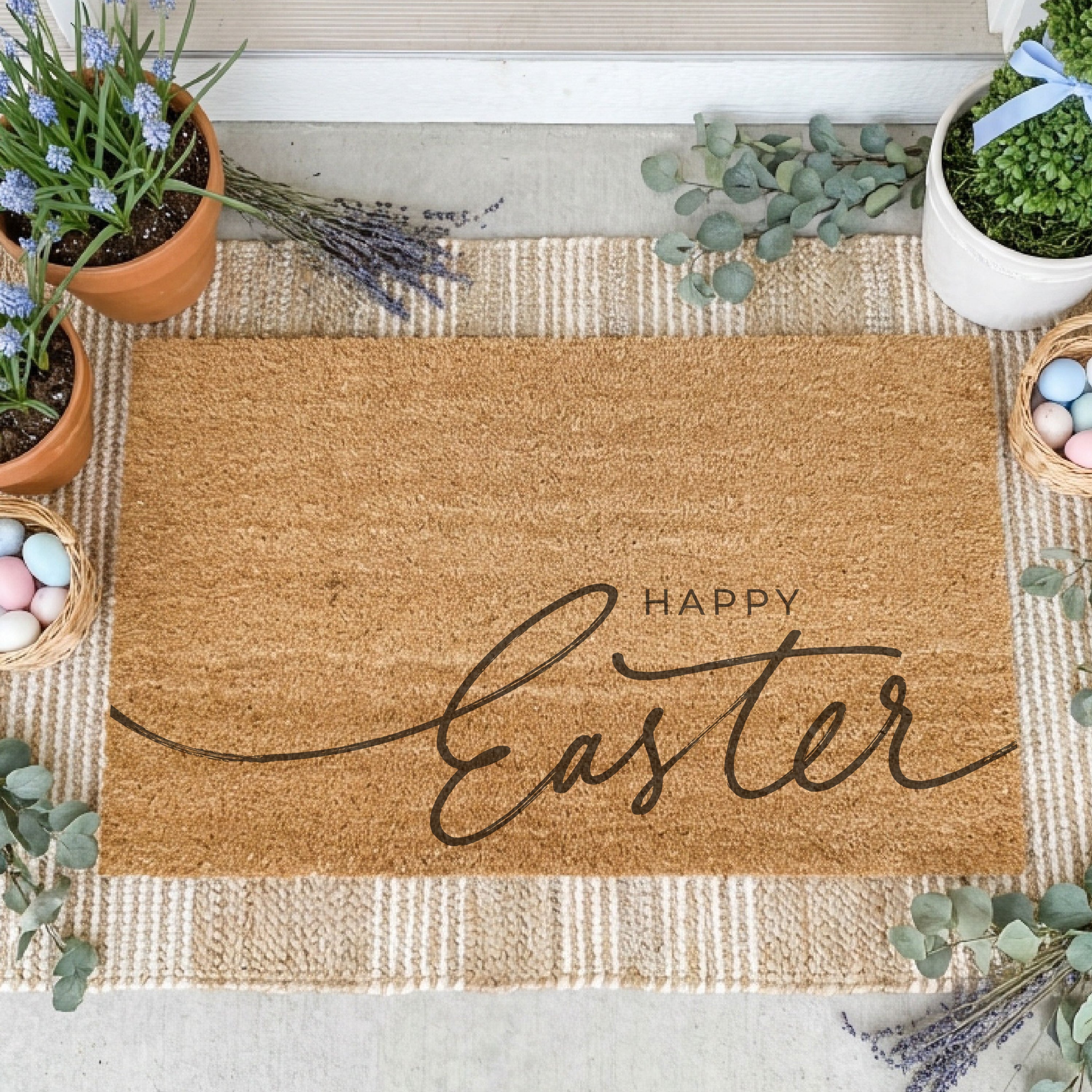 Happy Easter Modern Script Doormat