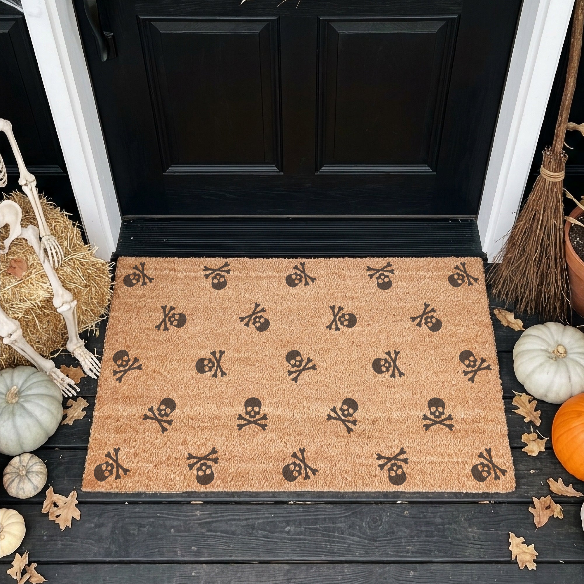 Skull and Bones Skeleton Pattern Halloween Doormat