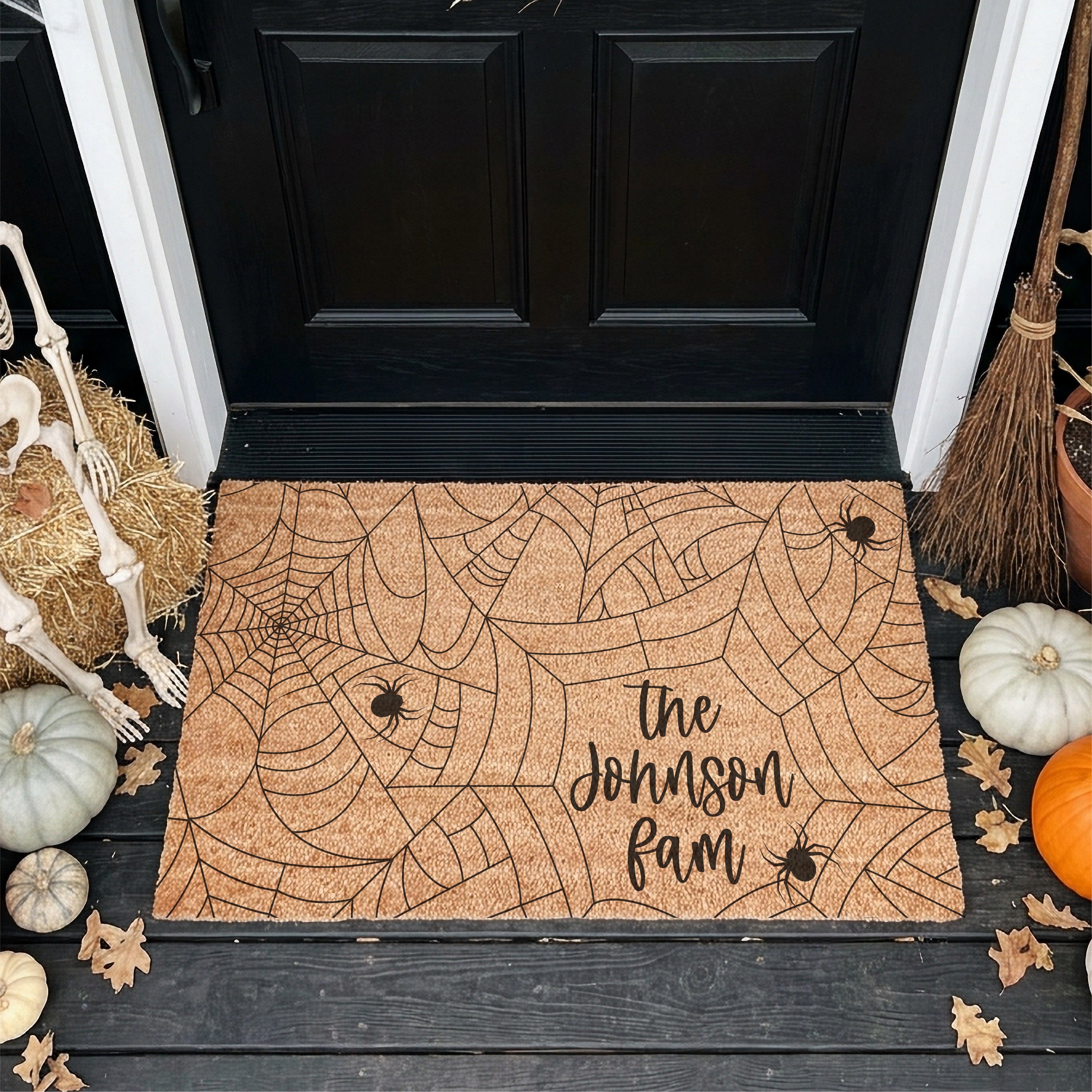 Personalized Spider Web Family Name Doormat