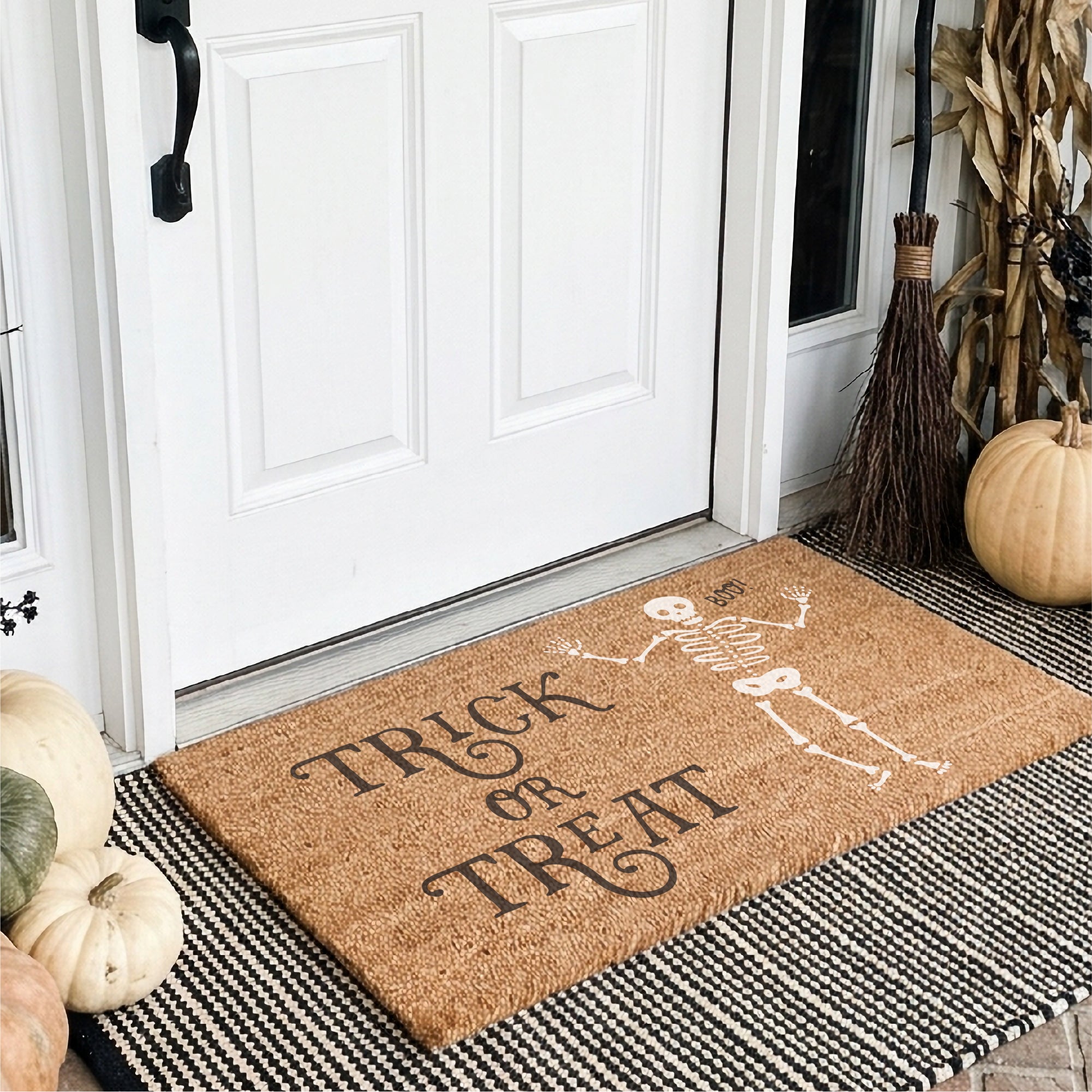 Trick or Treat Skeleton Halloween Doormat