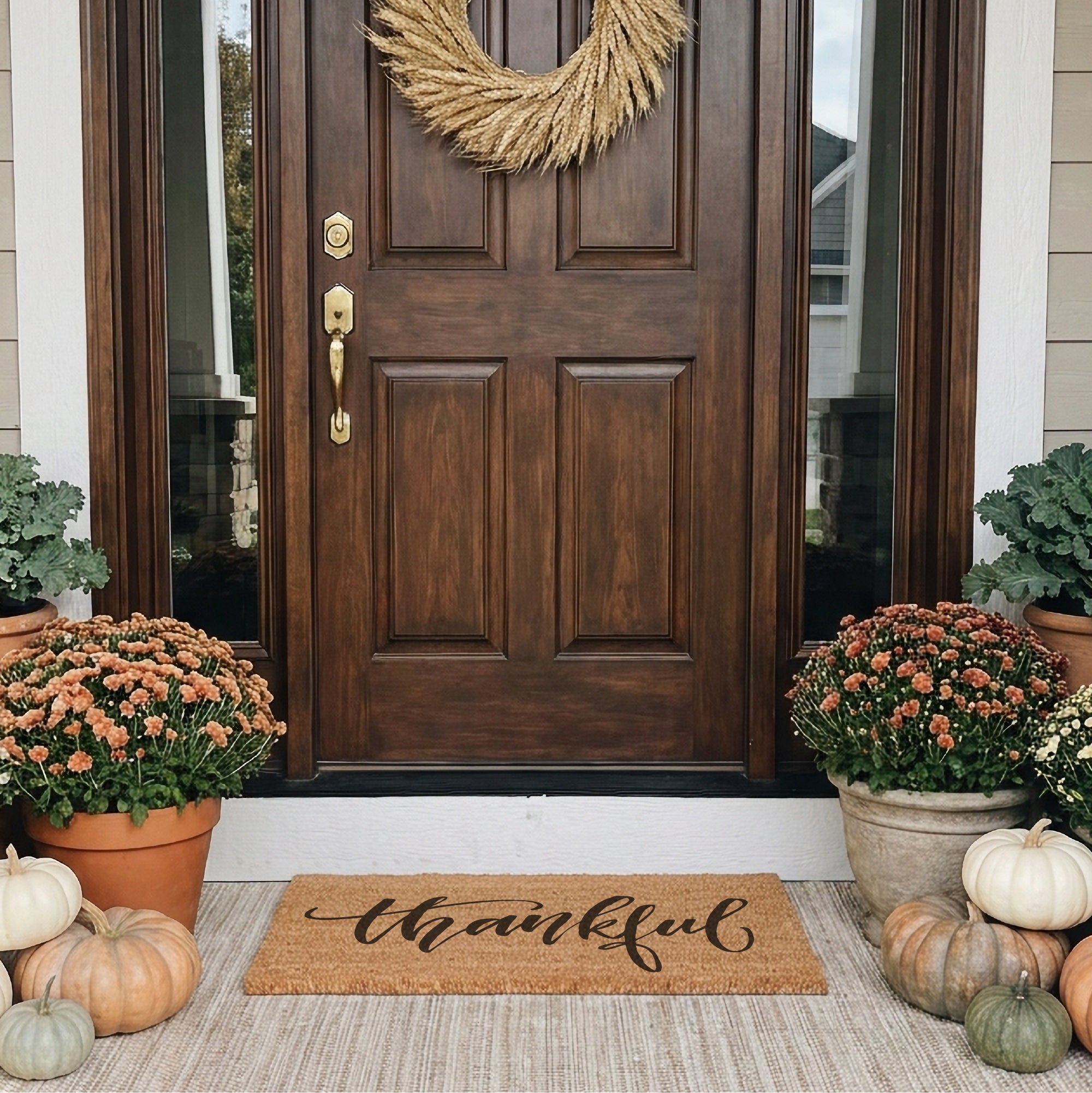 Thankful Script Thanksgiving Doormat