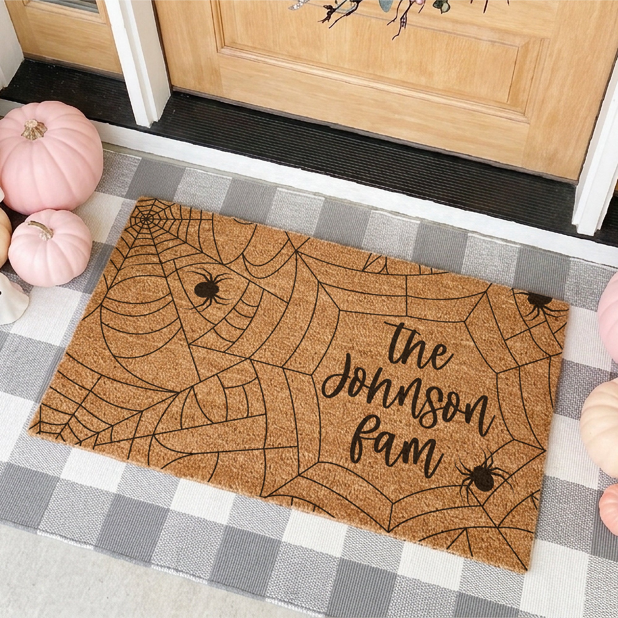 Personalized Spider Web Family Name Doormat