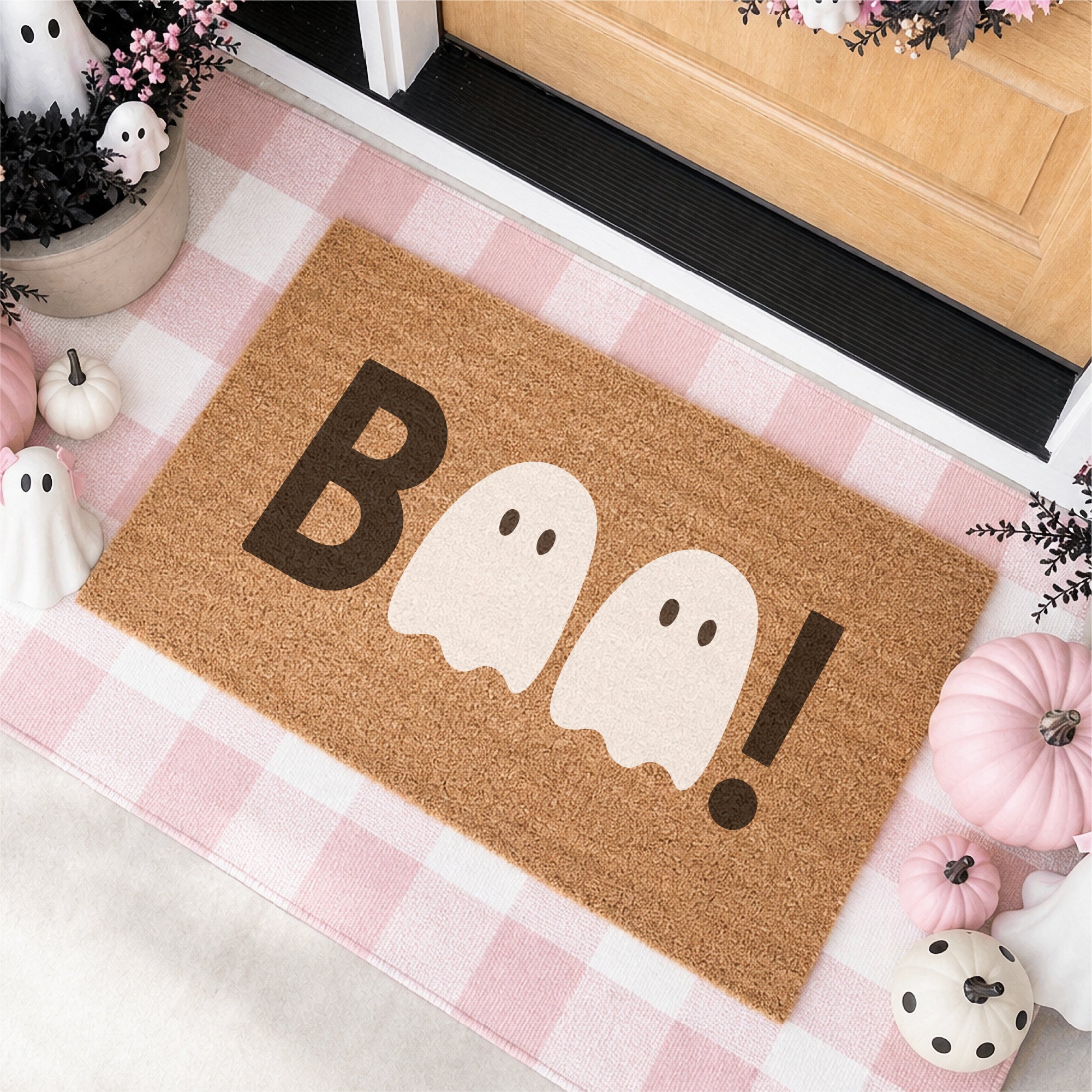 BOO! Ghost Spooky Halloween Ghost Doormat