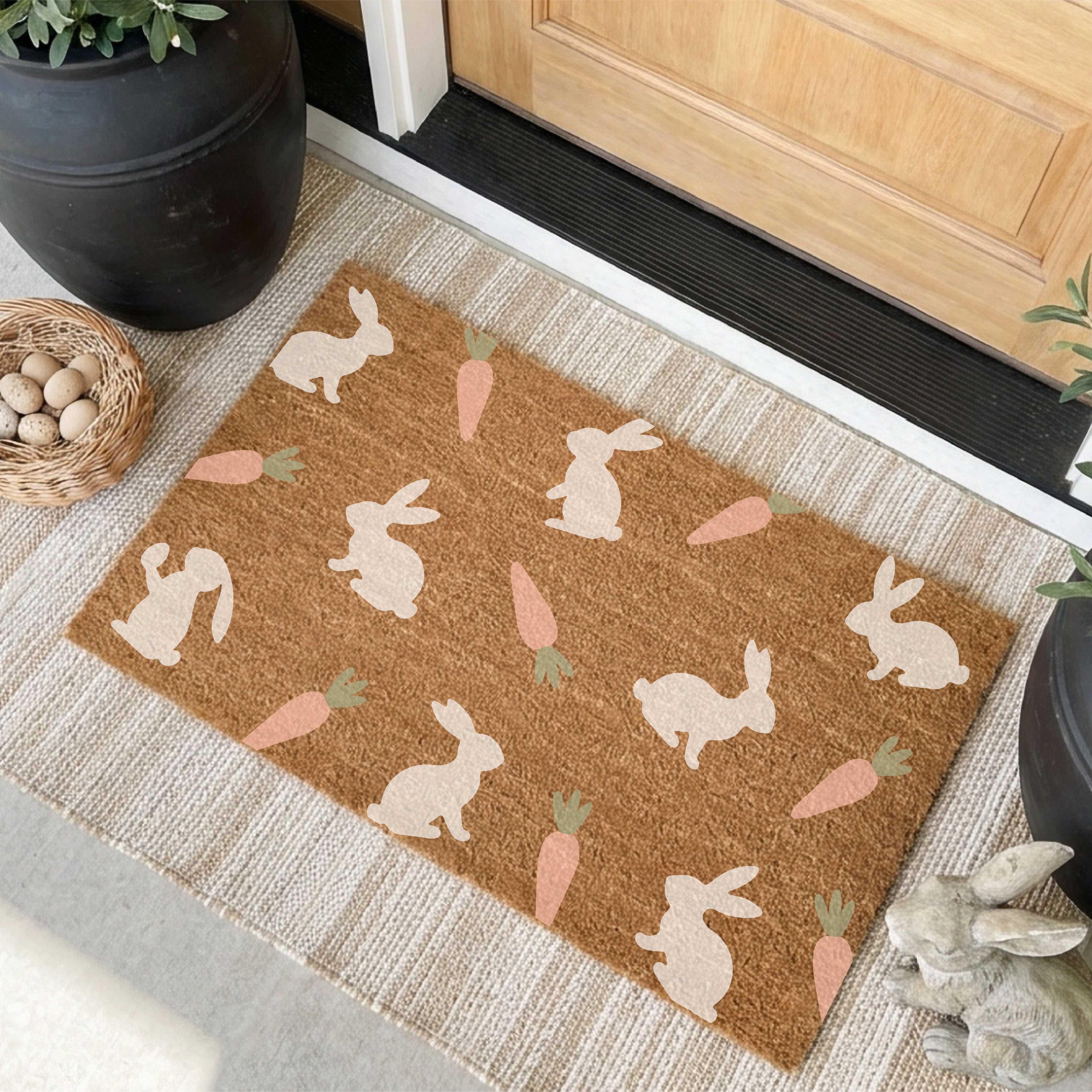 Rabbits & Carrots Easter Doormat