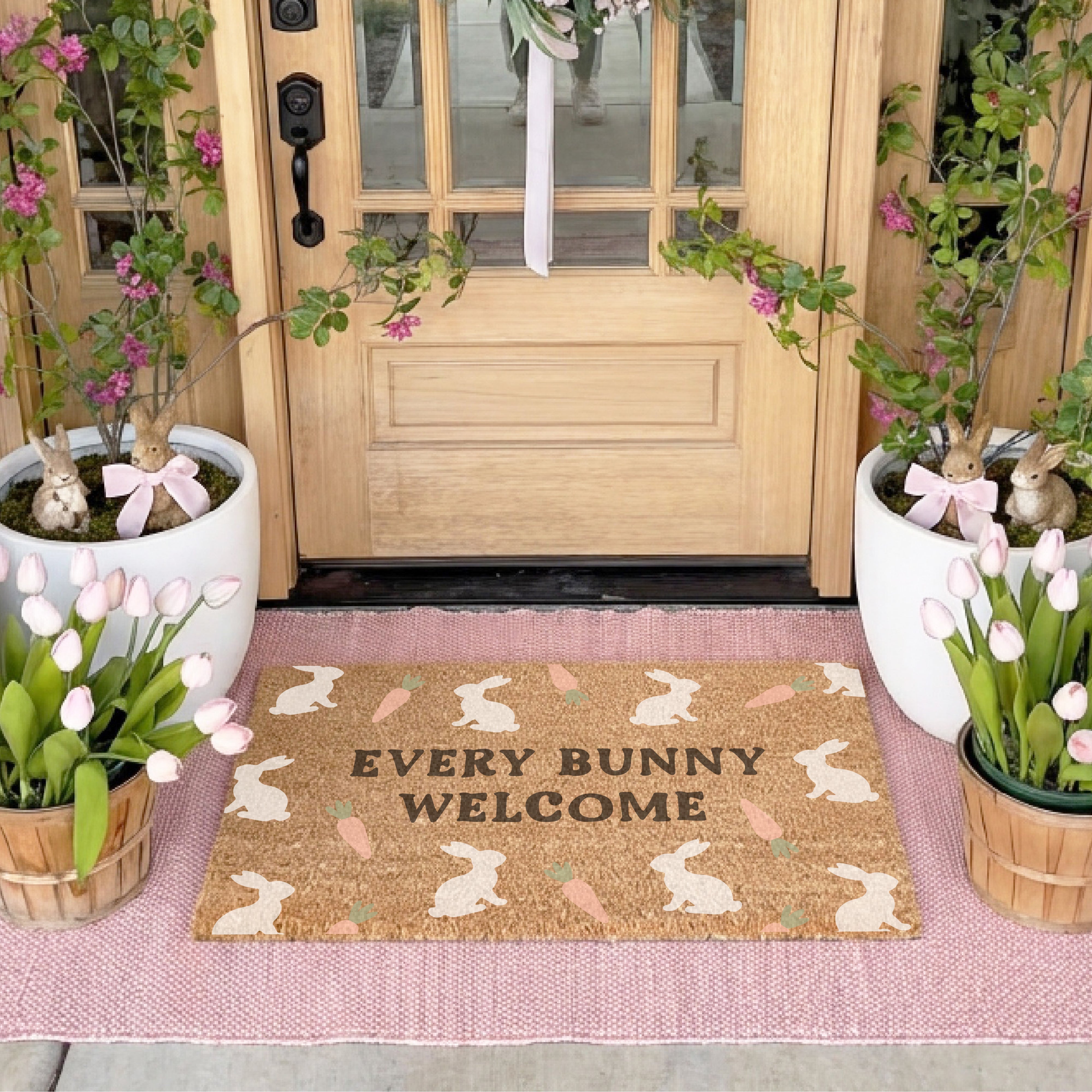 Every Bunny Welcome Bunny & Carrots Doormat