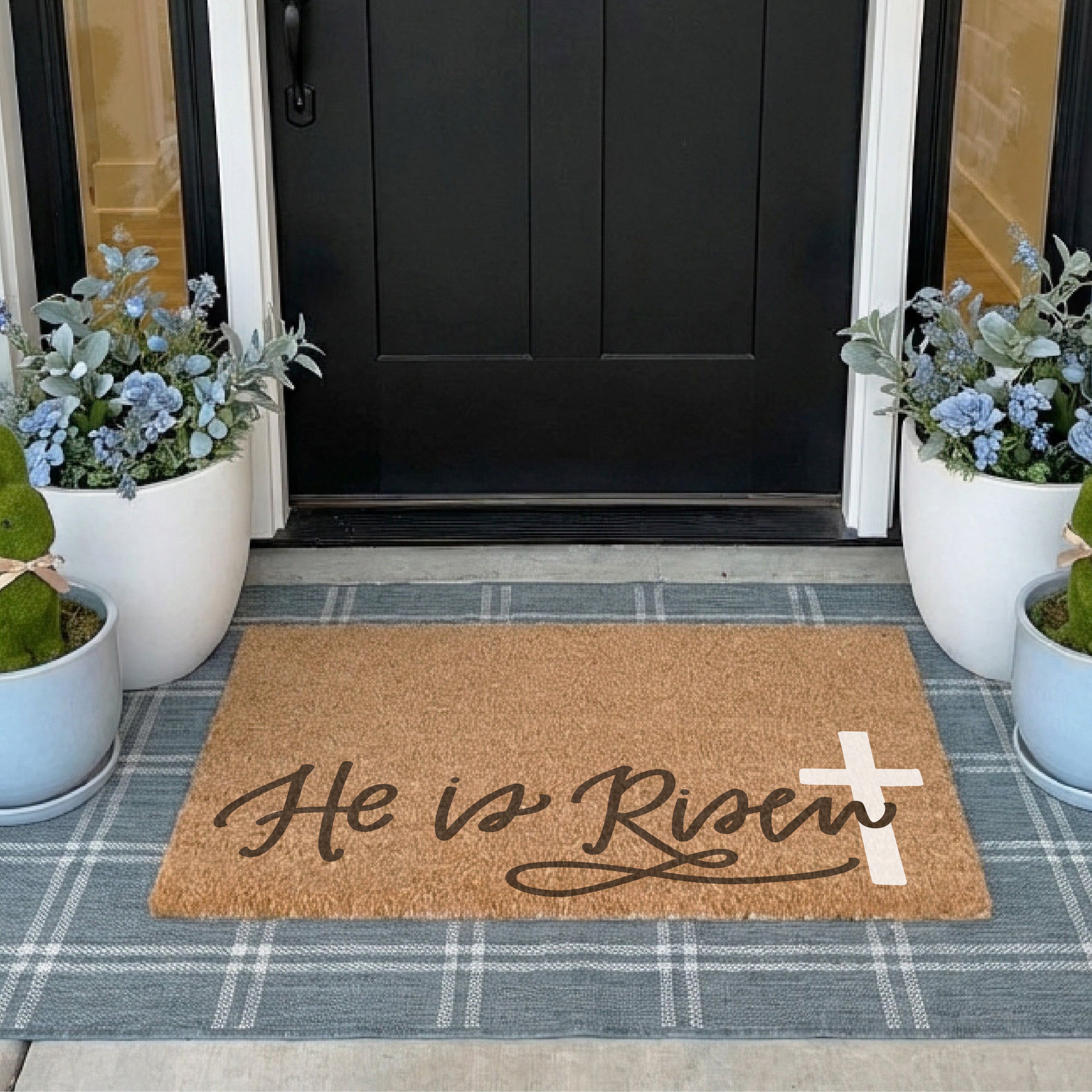 He is Risen Cross Doormat