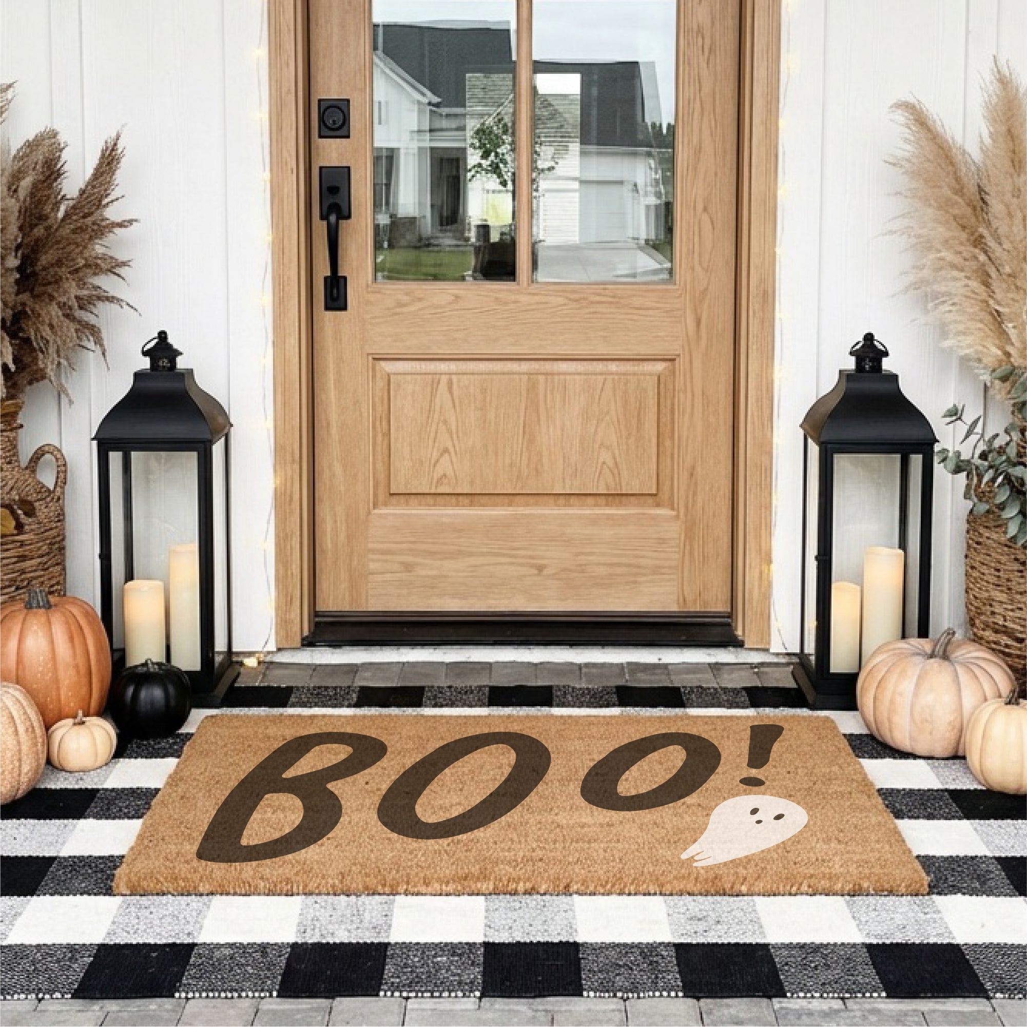 Boo! Cute Floating Spooky Ghost Halloween Doormat