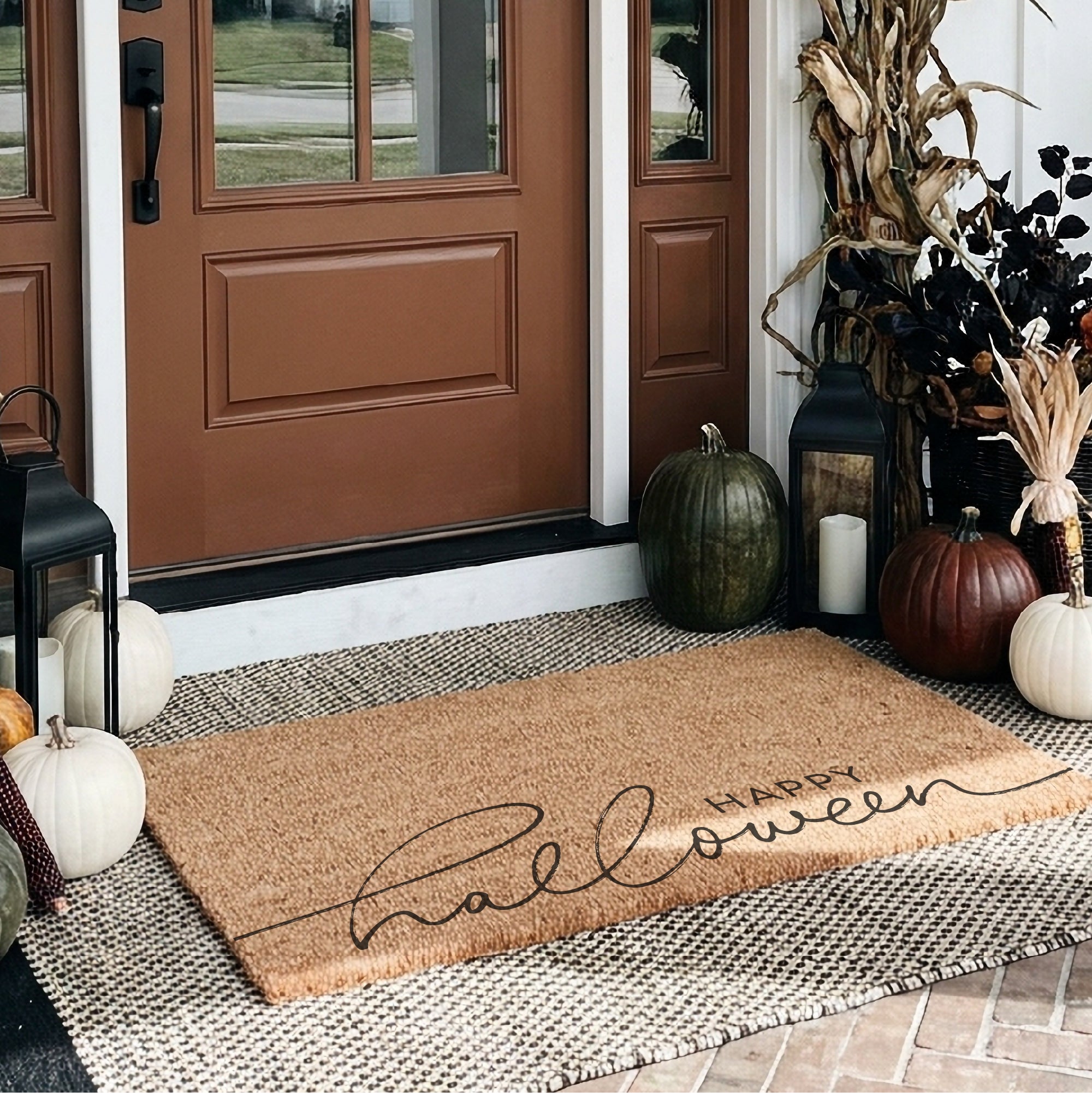 Modern Script Happy Halloween Doormat