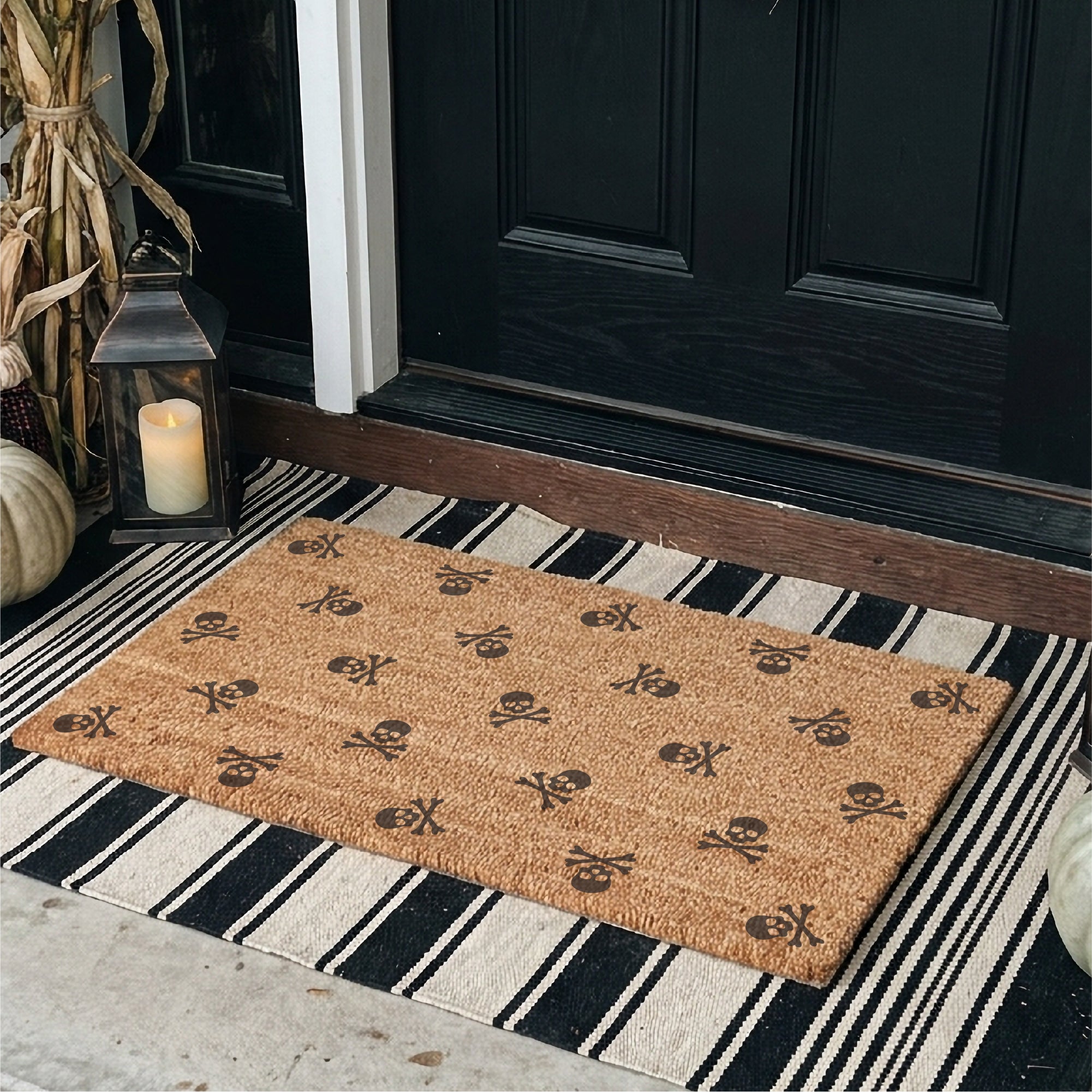 Skull and Bones Skeleton Pattern Halloween Doormat