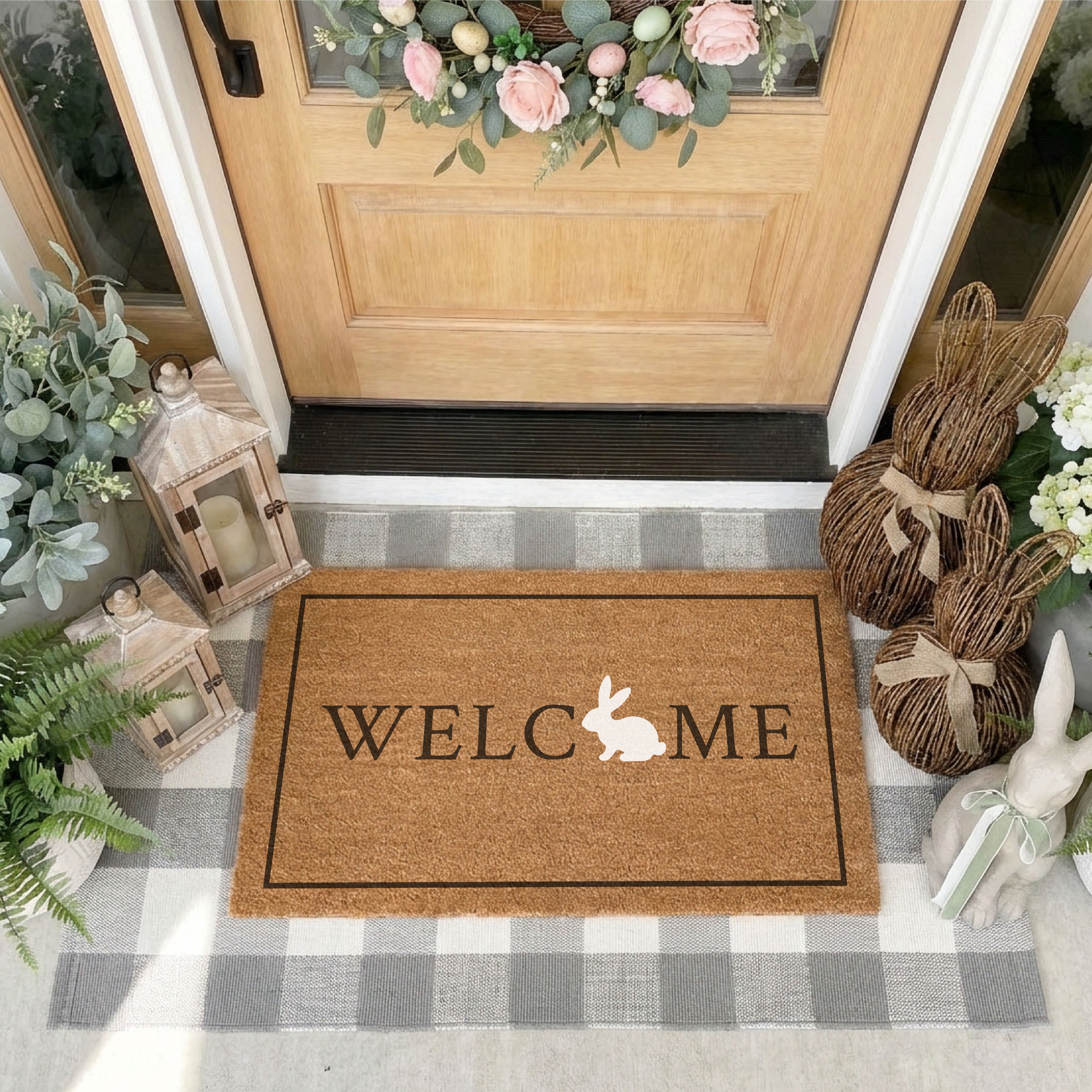 Bunny Welcome Border Doormat