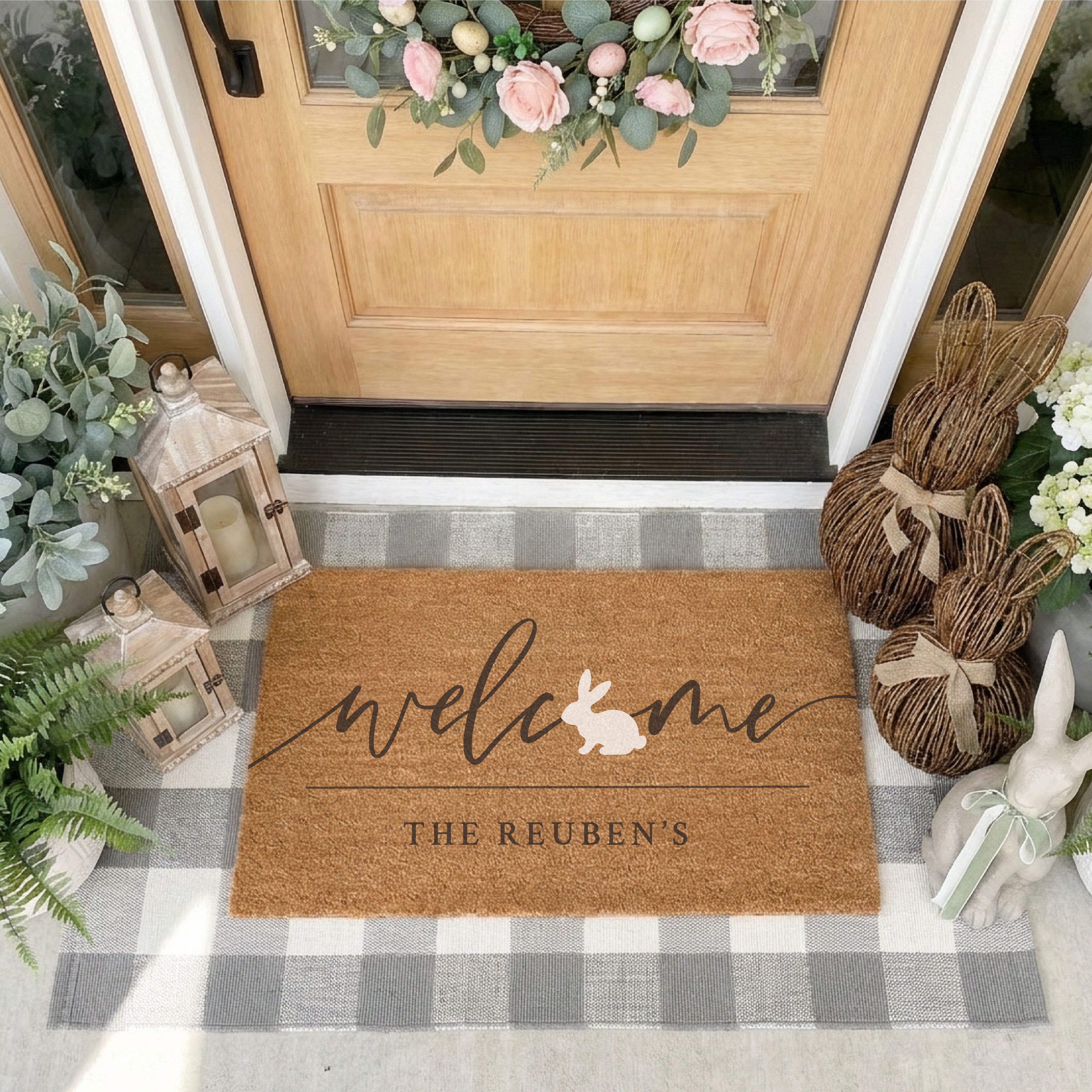 Personalized Bunny Welcome Doormat