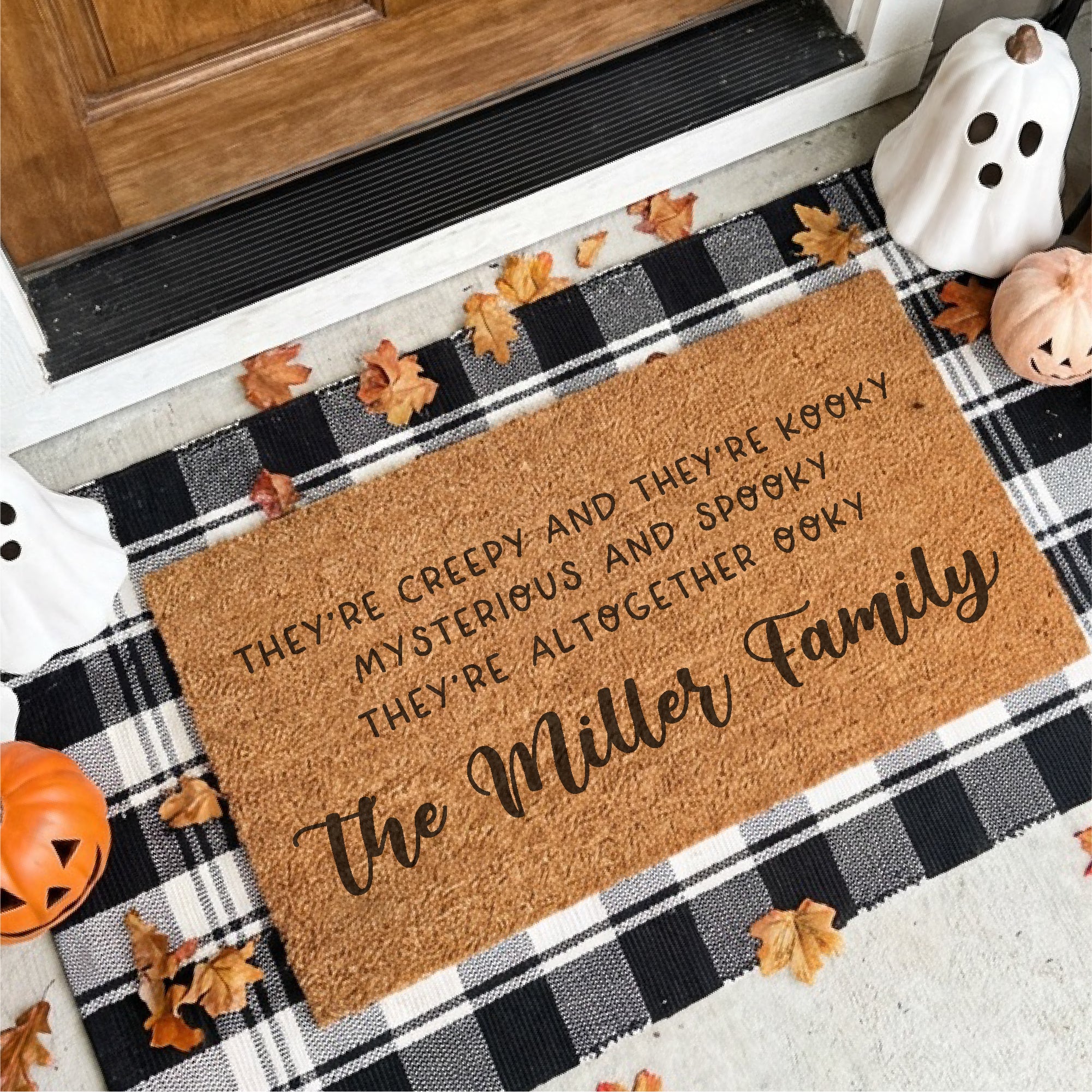 Personalized Spooky Family Halloween Doormat