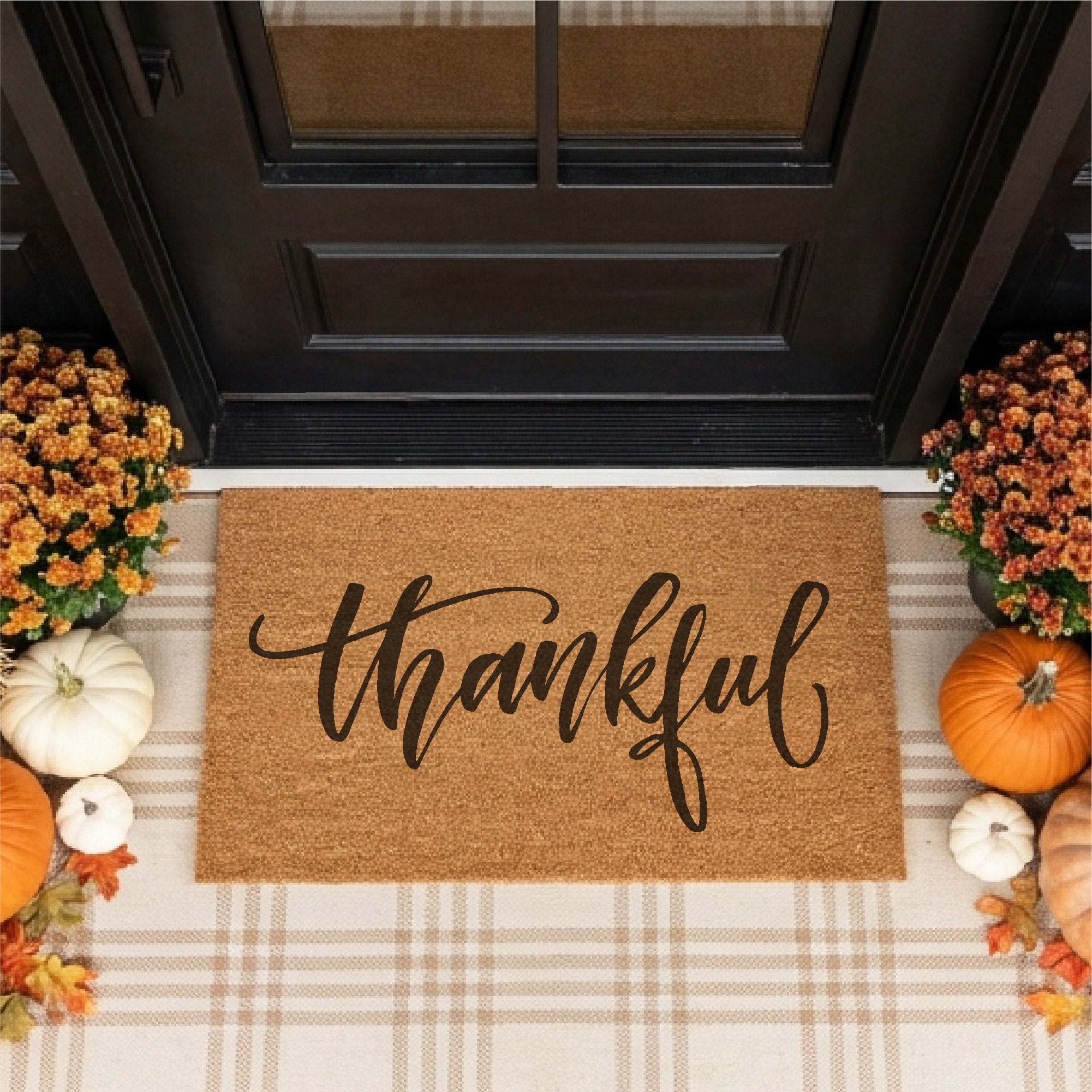 Thankful Script Thanksgiving Doormat
