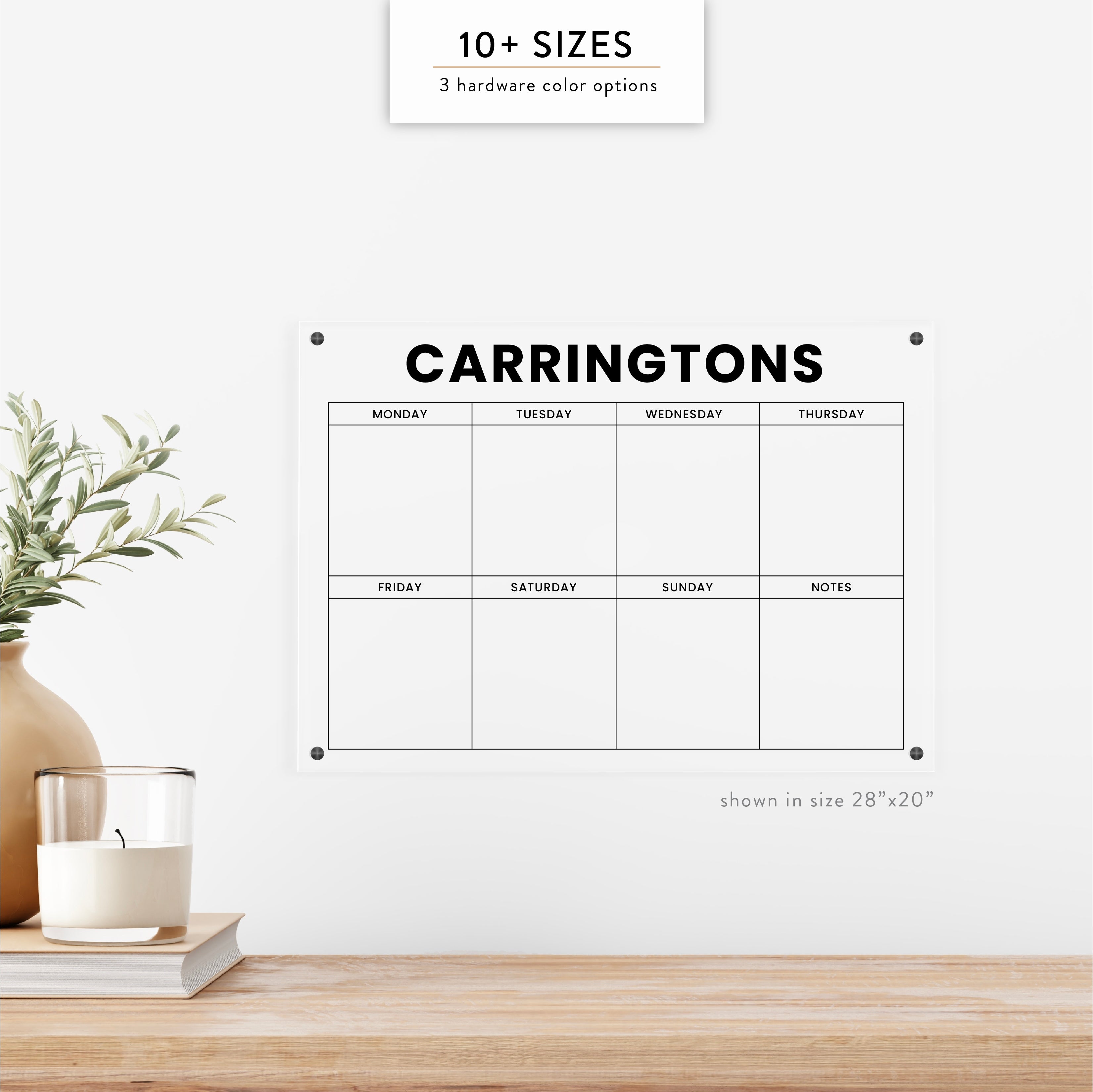 Personalized Weekly Acrylic Wall Calendar