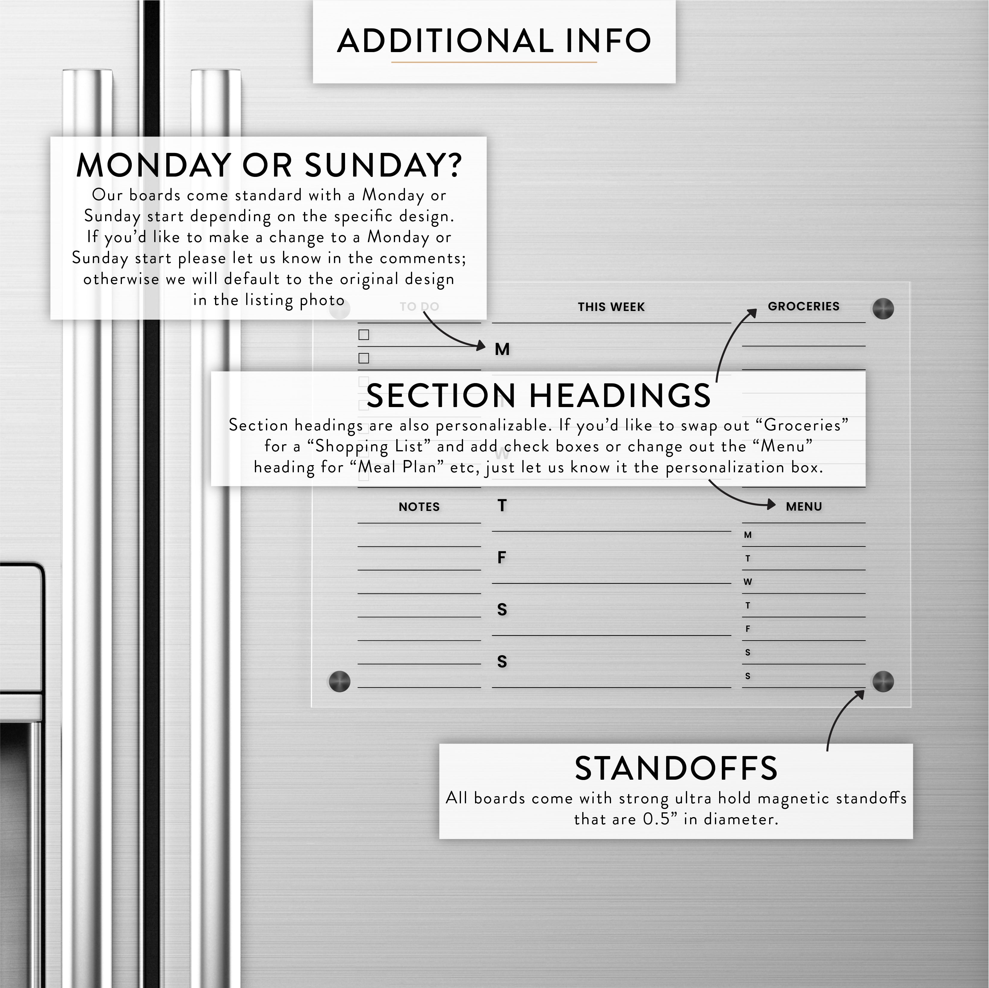 Weekly + Double Sidebar Magnetic Acrylic Fridge Calendar