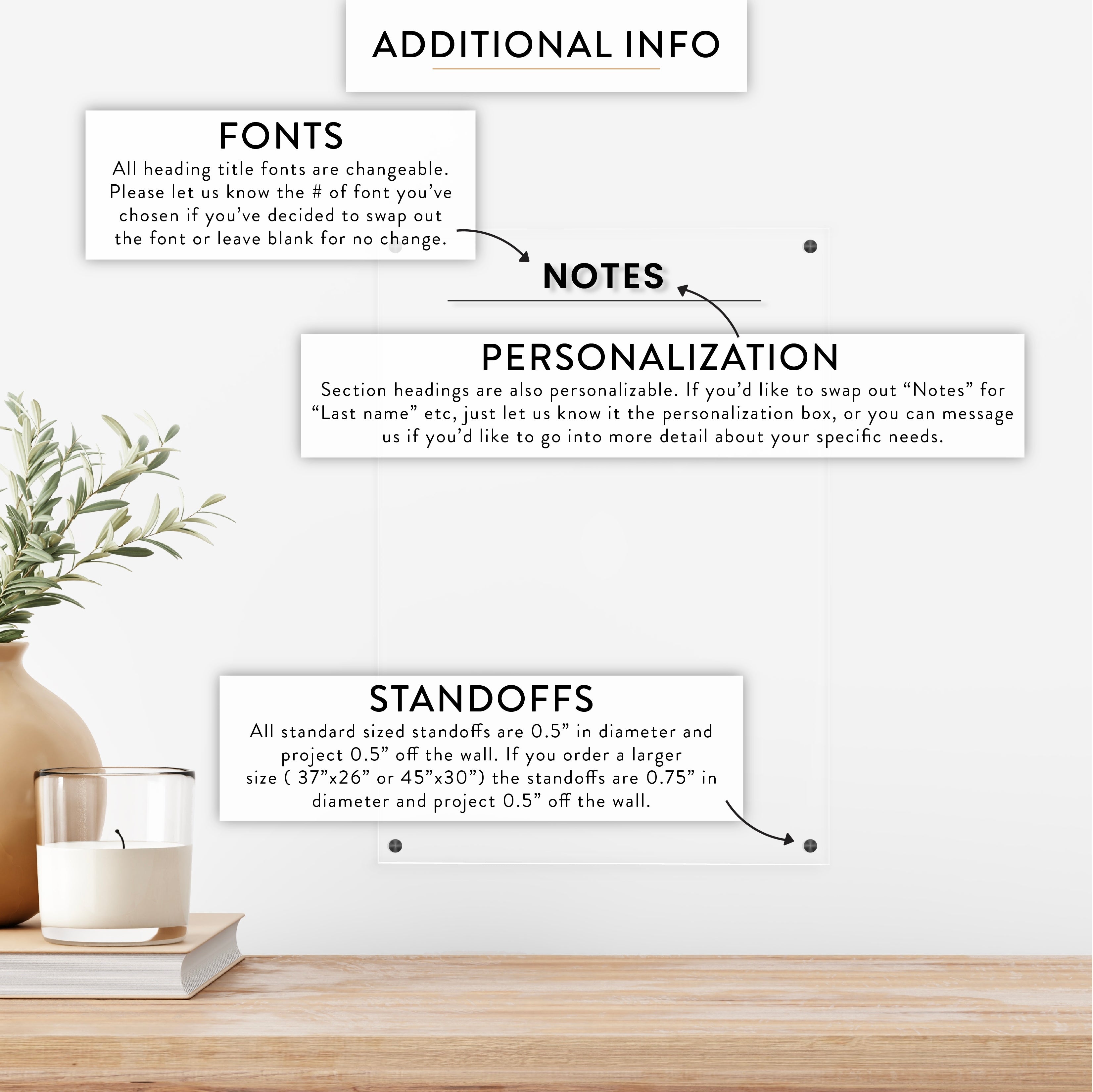 Notes & Messages Acrylic Wall Board / Calendar