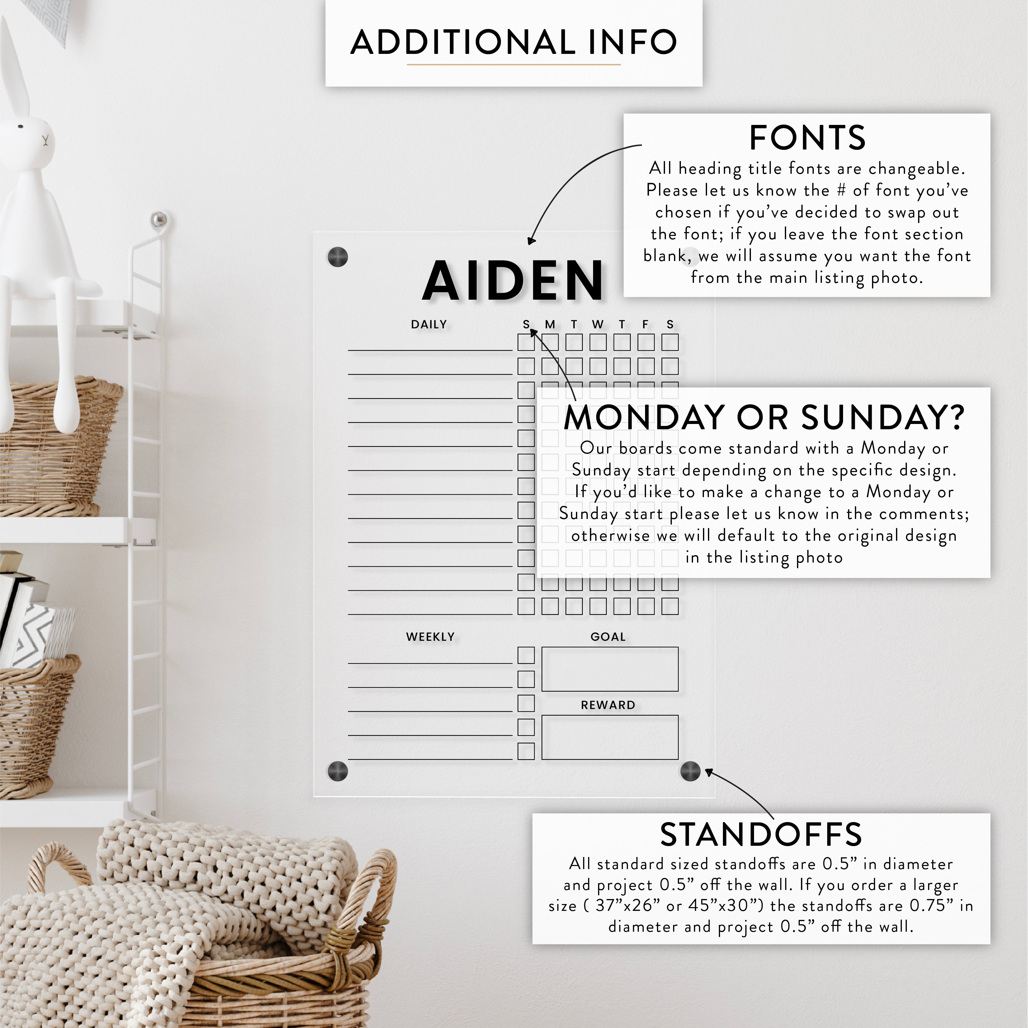 Kid's Personalized Acrylic Chore Chart