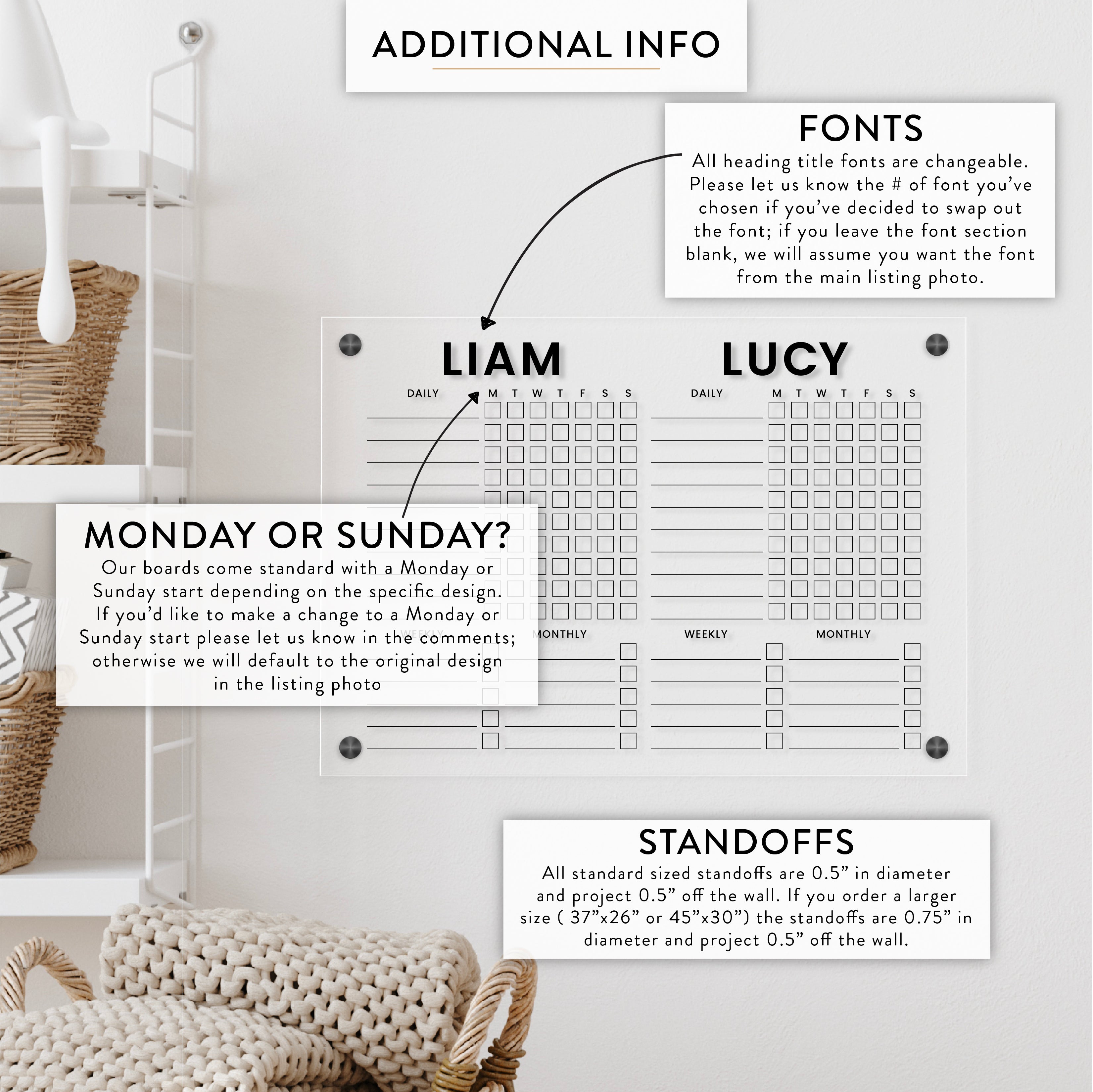 Personalized Kid's Acrylic Chore Chart for 2 Kids