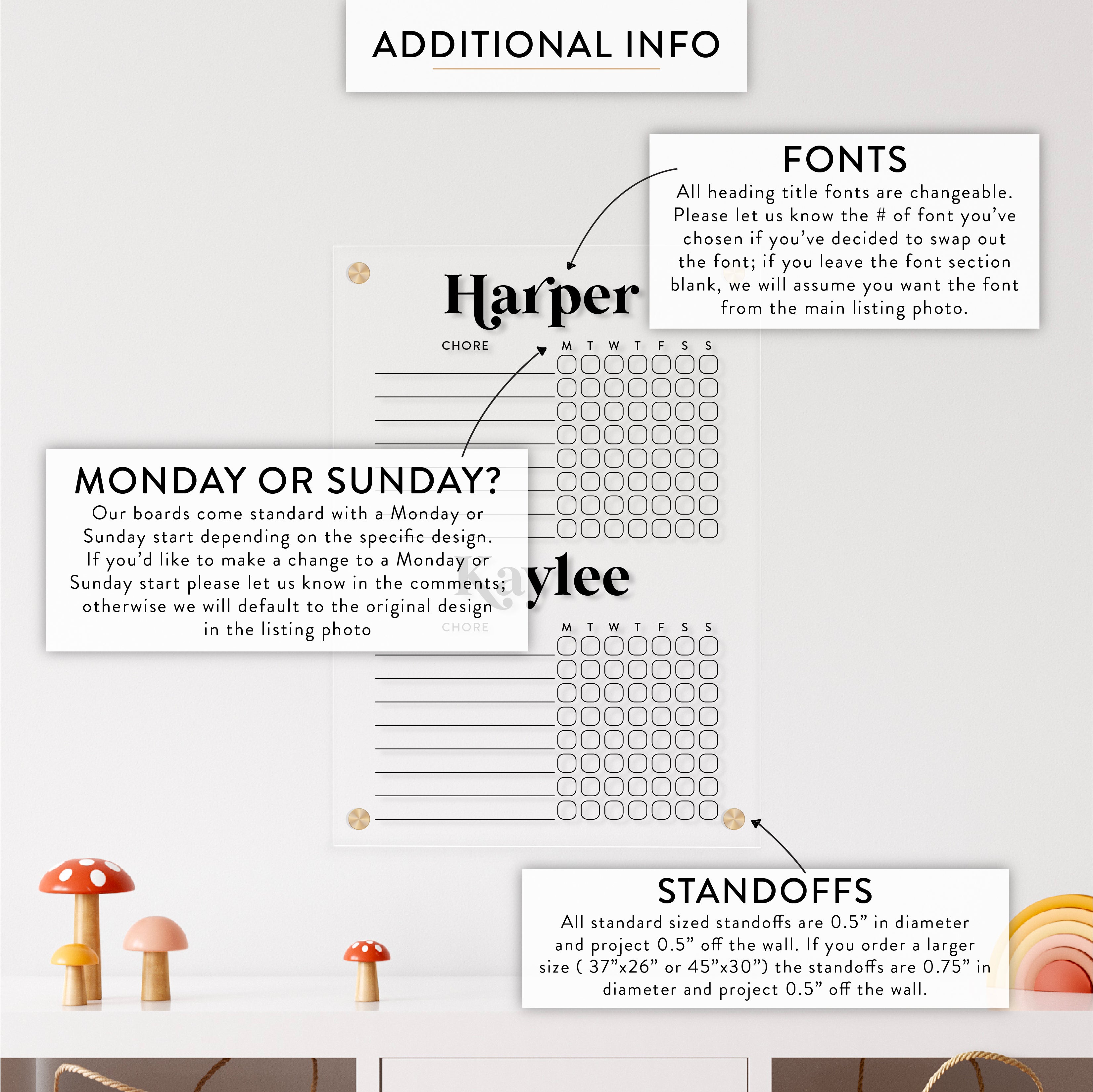 Personalized Kid's Acrylic Chore Chart for 2 Kids
