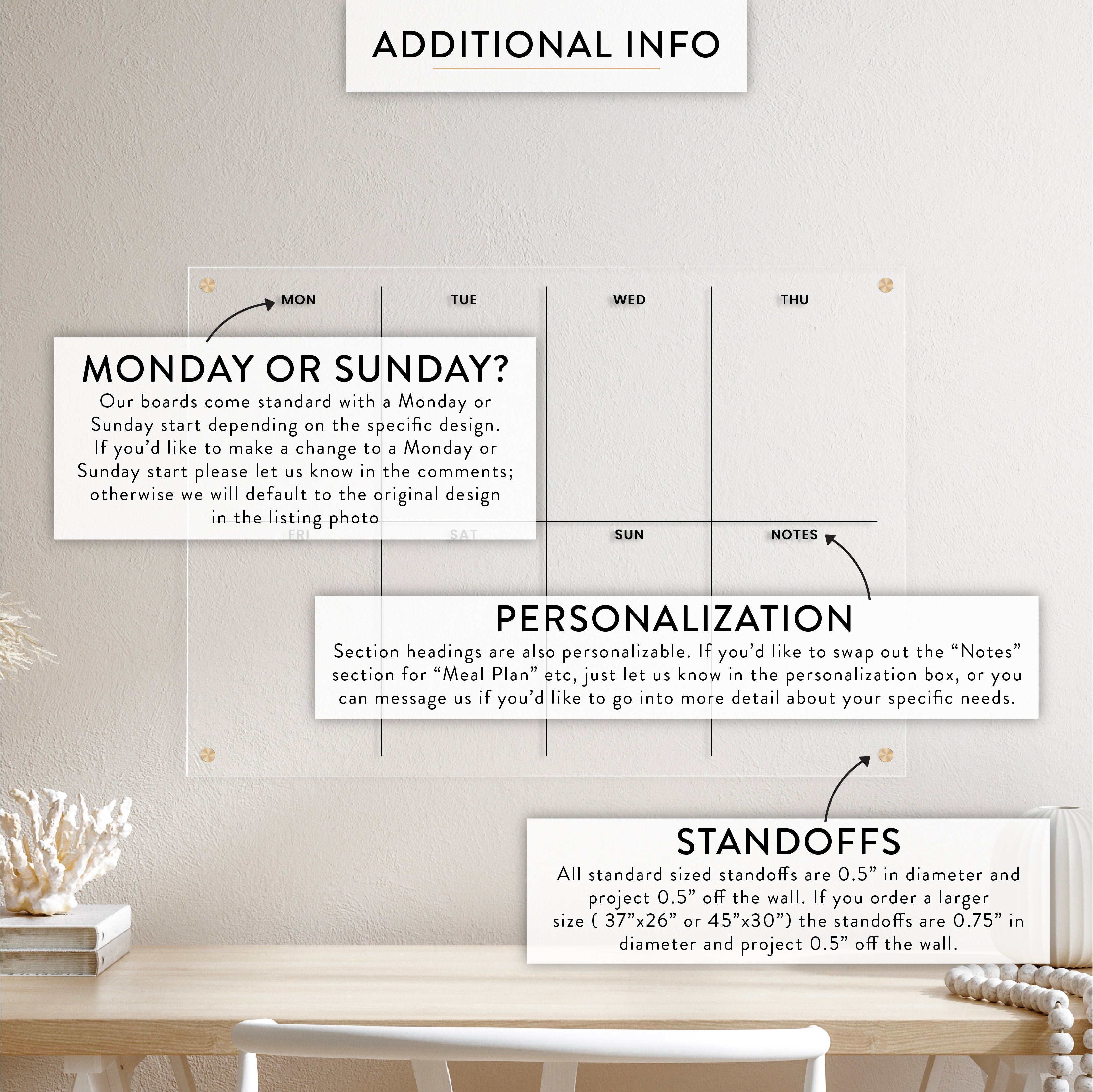 Weekly Acrylic Wall Calendar