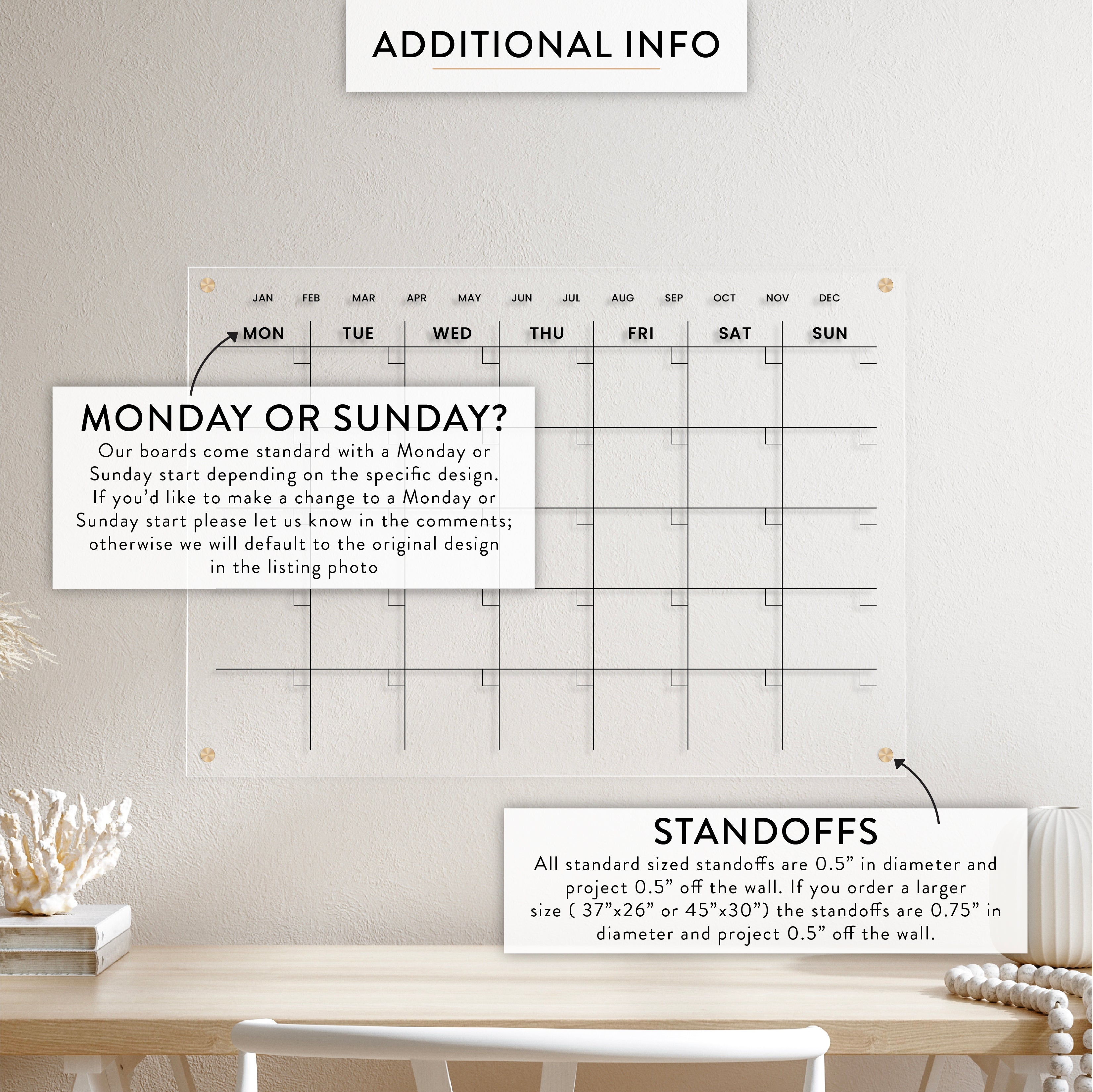Month at a Glance Acrylic Wall Calendar