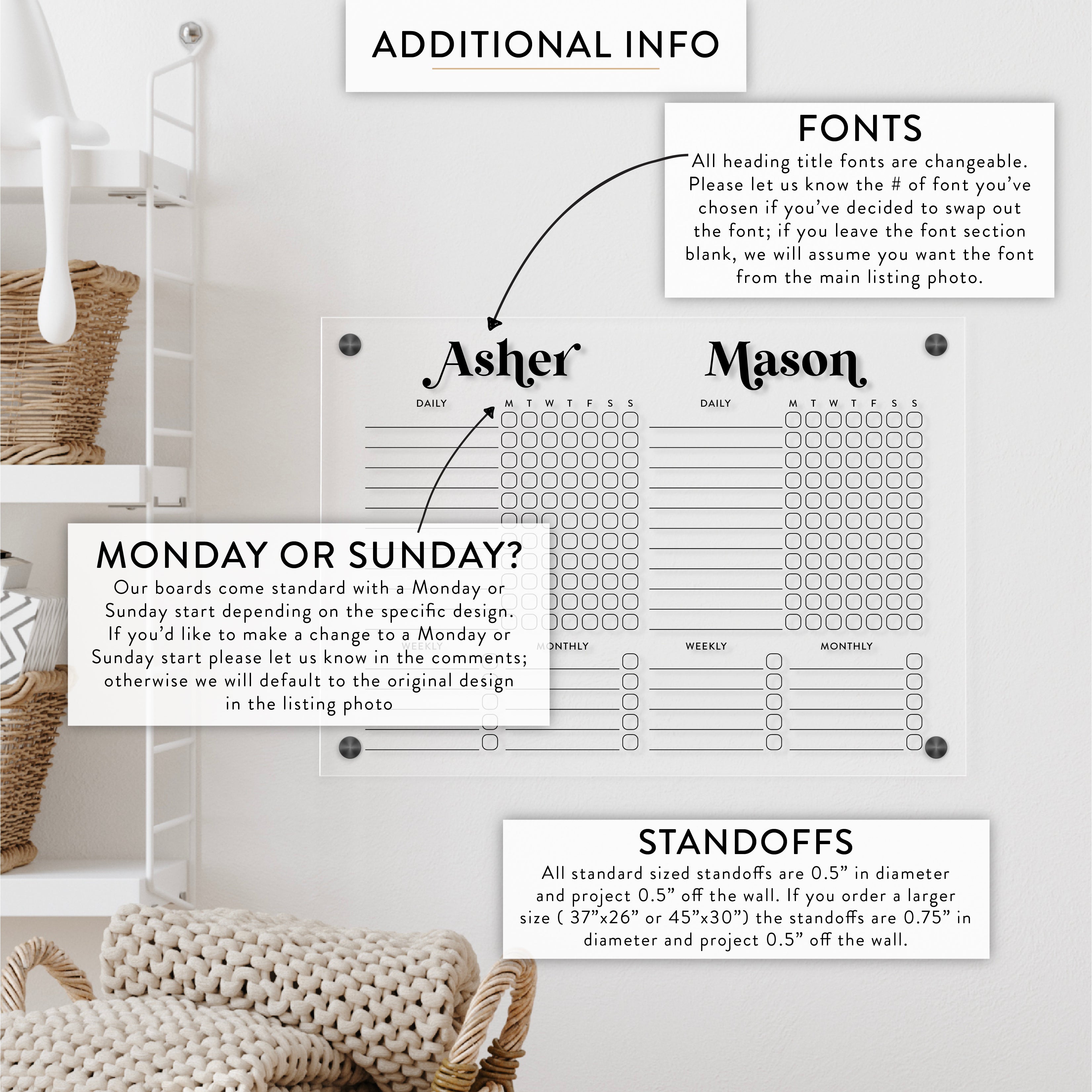 Personalized Kid's Acrylic Chore Chart for 2 Kids