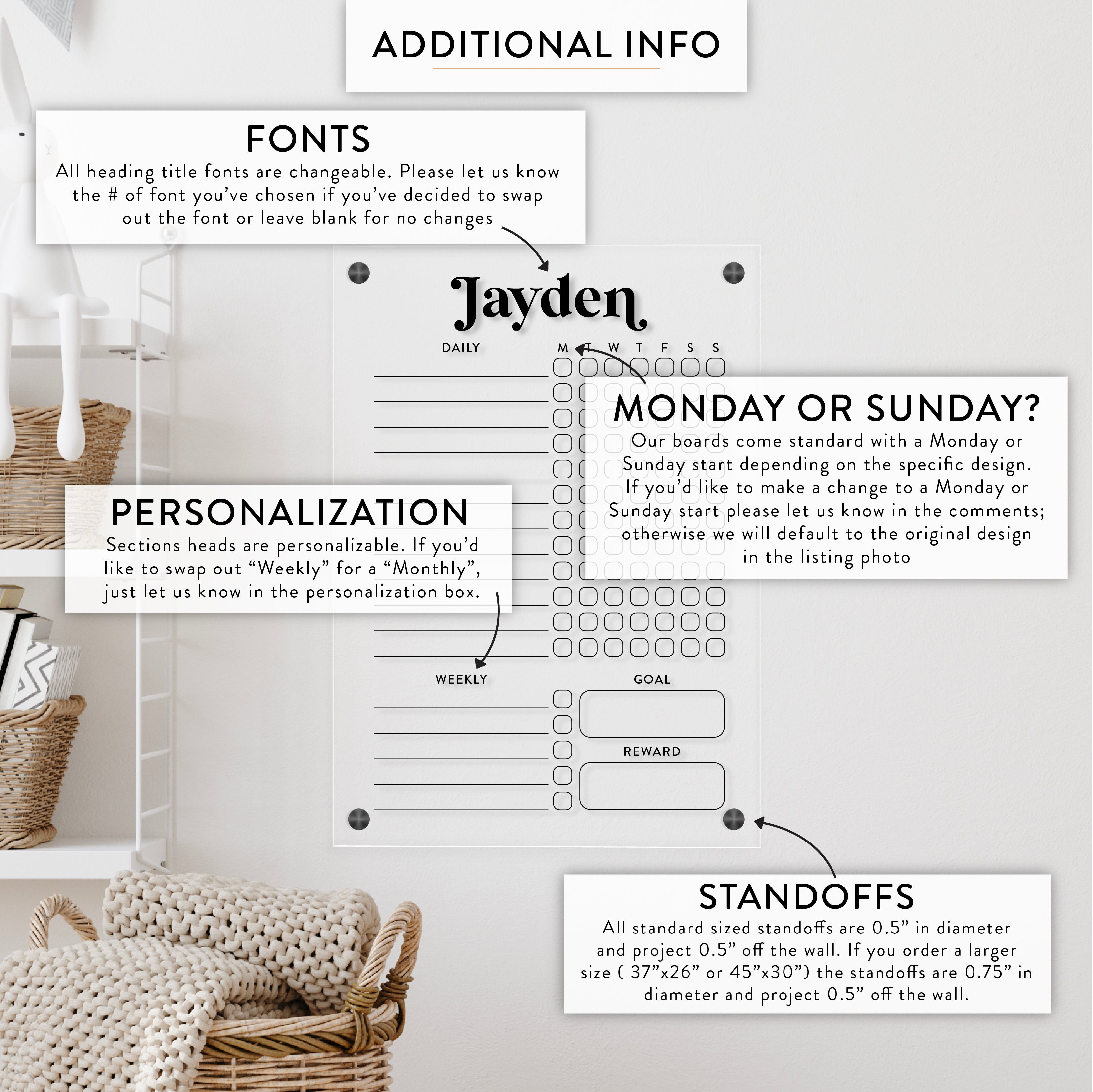 Kid's Personalized Acrylic Chore Chart