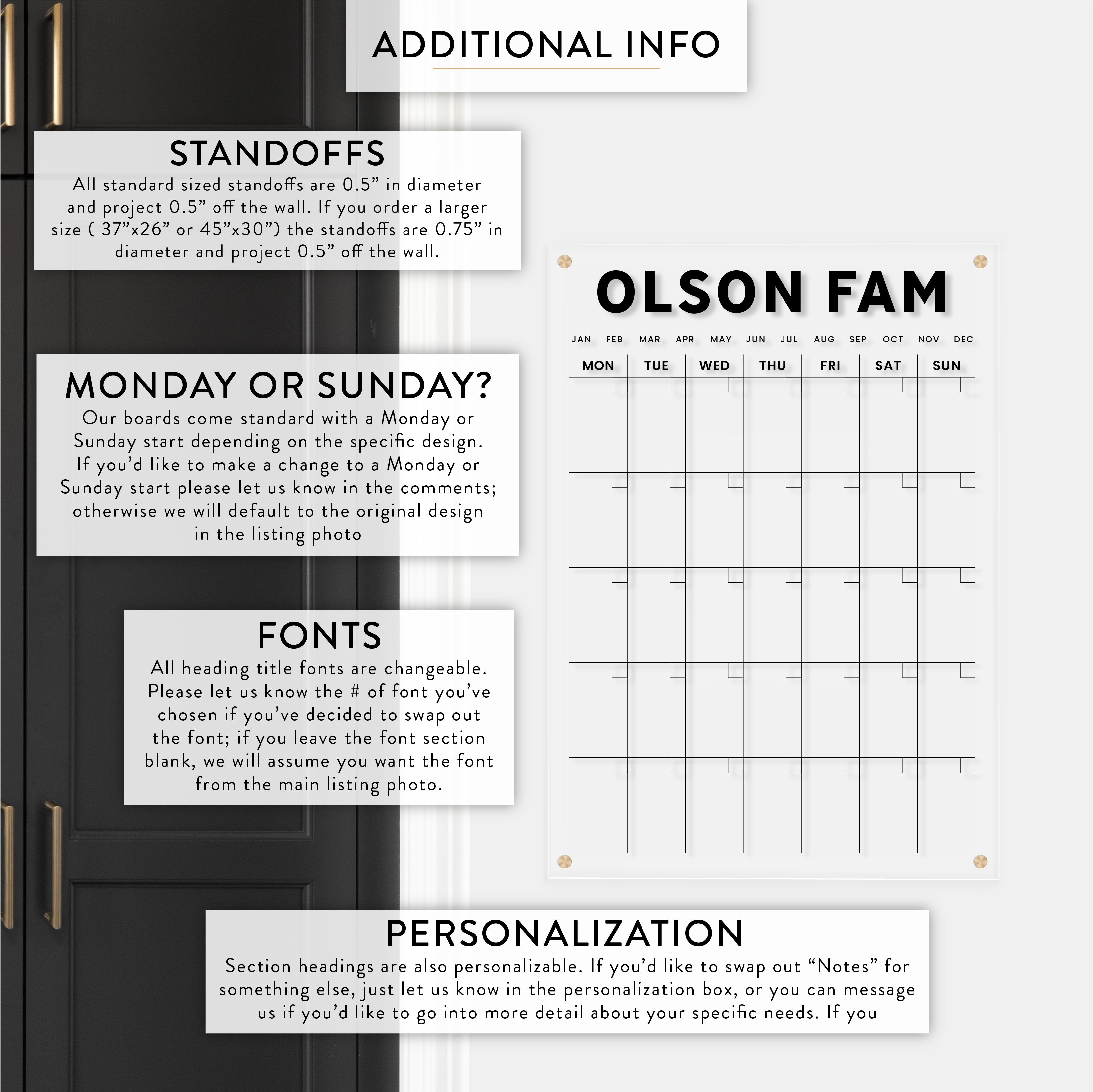 Personalized Monthly Acrylic Wall Calendar