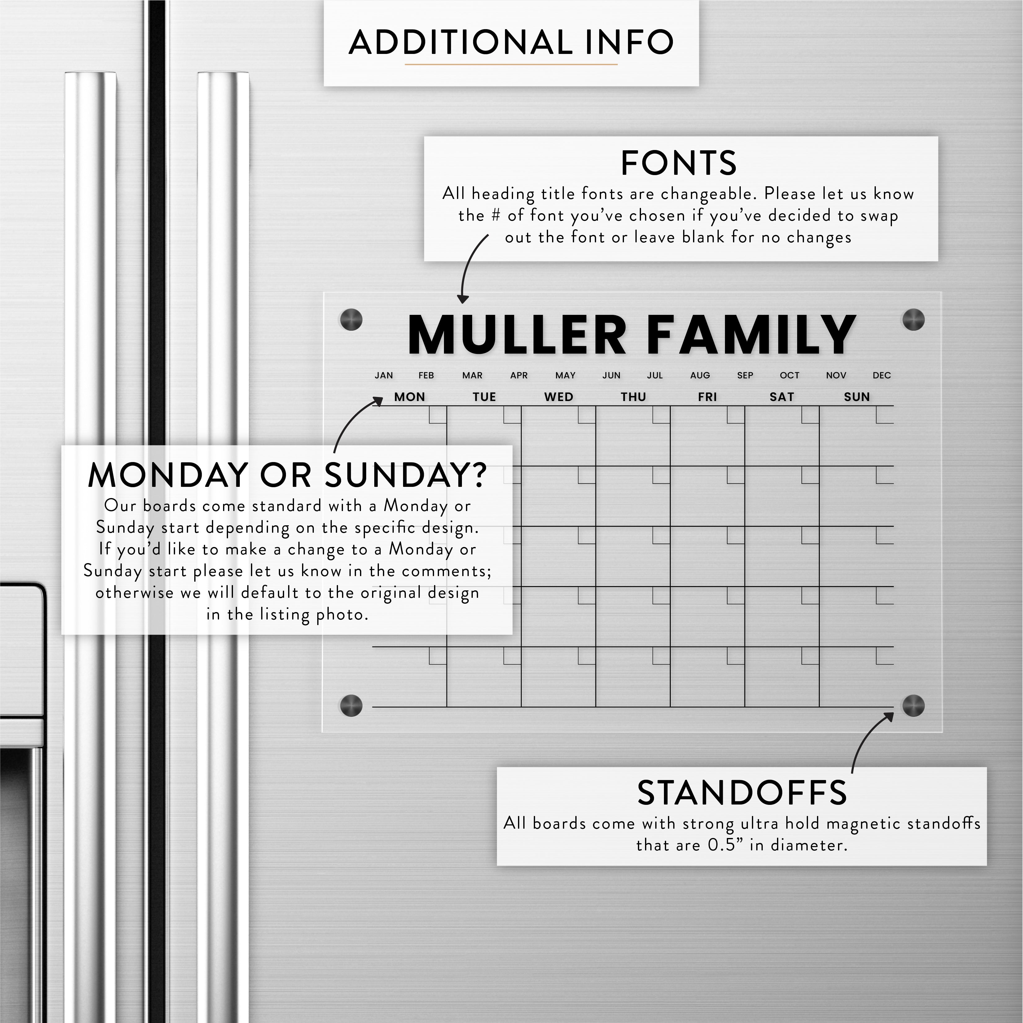 Monthly Magnetic Acrylic Fridge Calendar