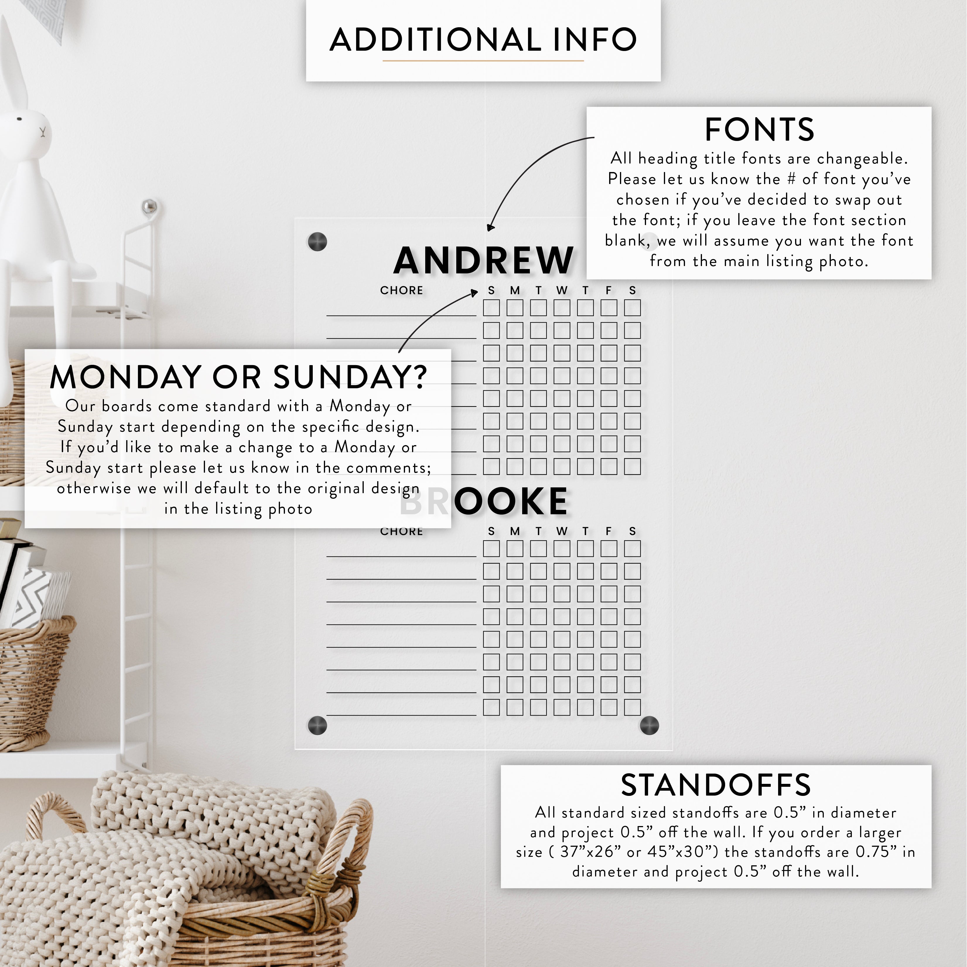 Personalized Kid's Acrylic Chore Chart for 2 Kids