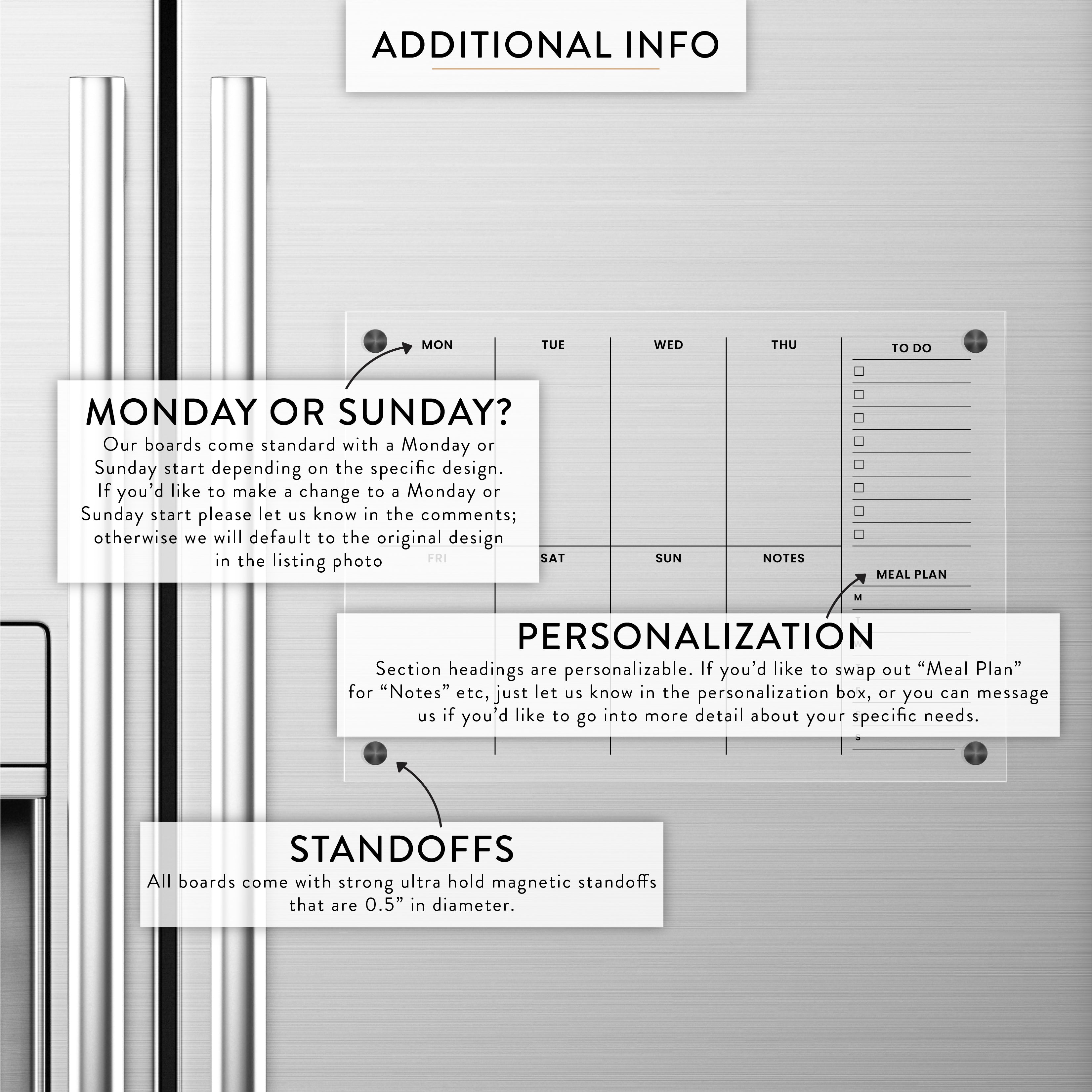 Weekly & Sidebar Magnetic Acrylic Fridge Calendar