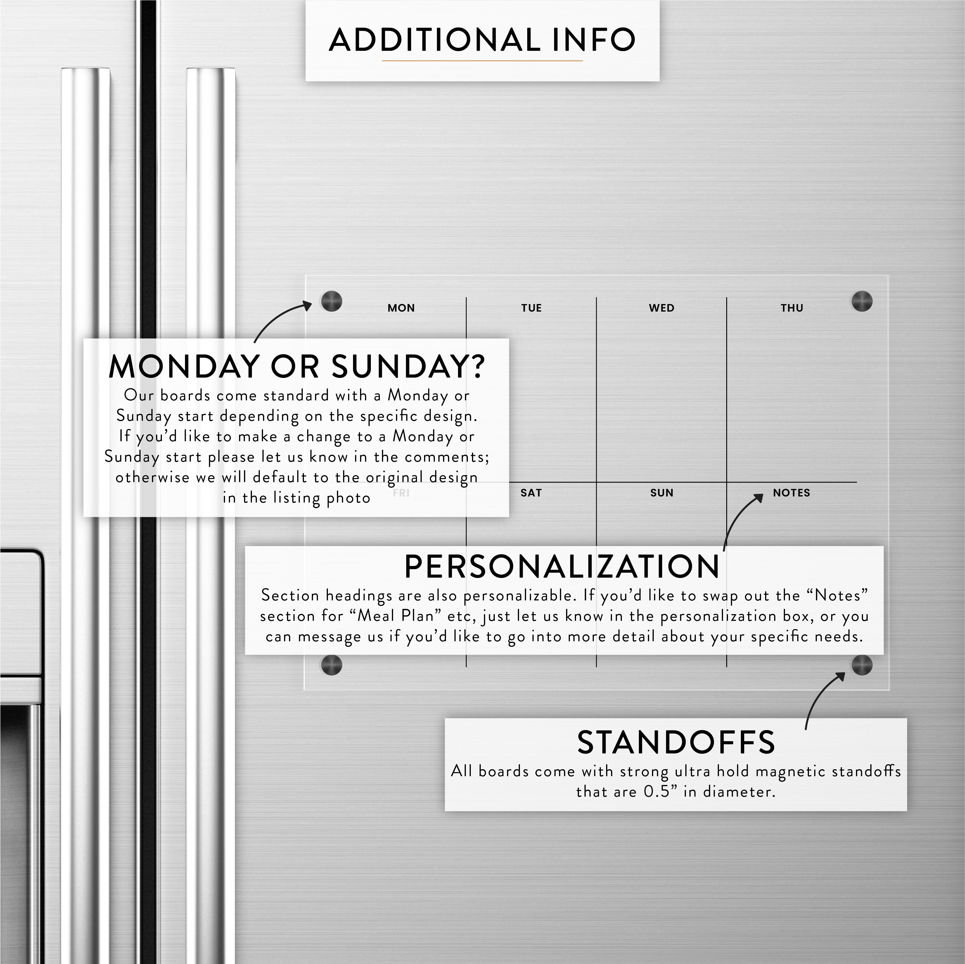 Weekly Magnetic Acrylic Fridge Calendar