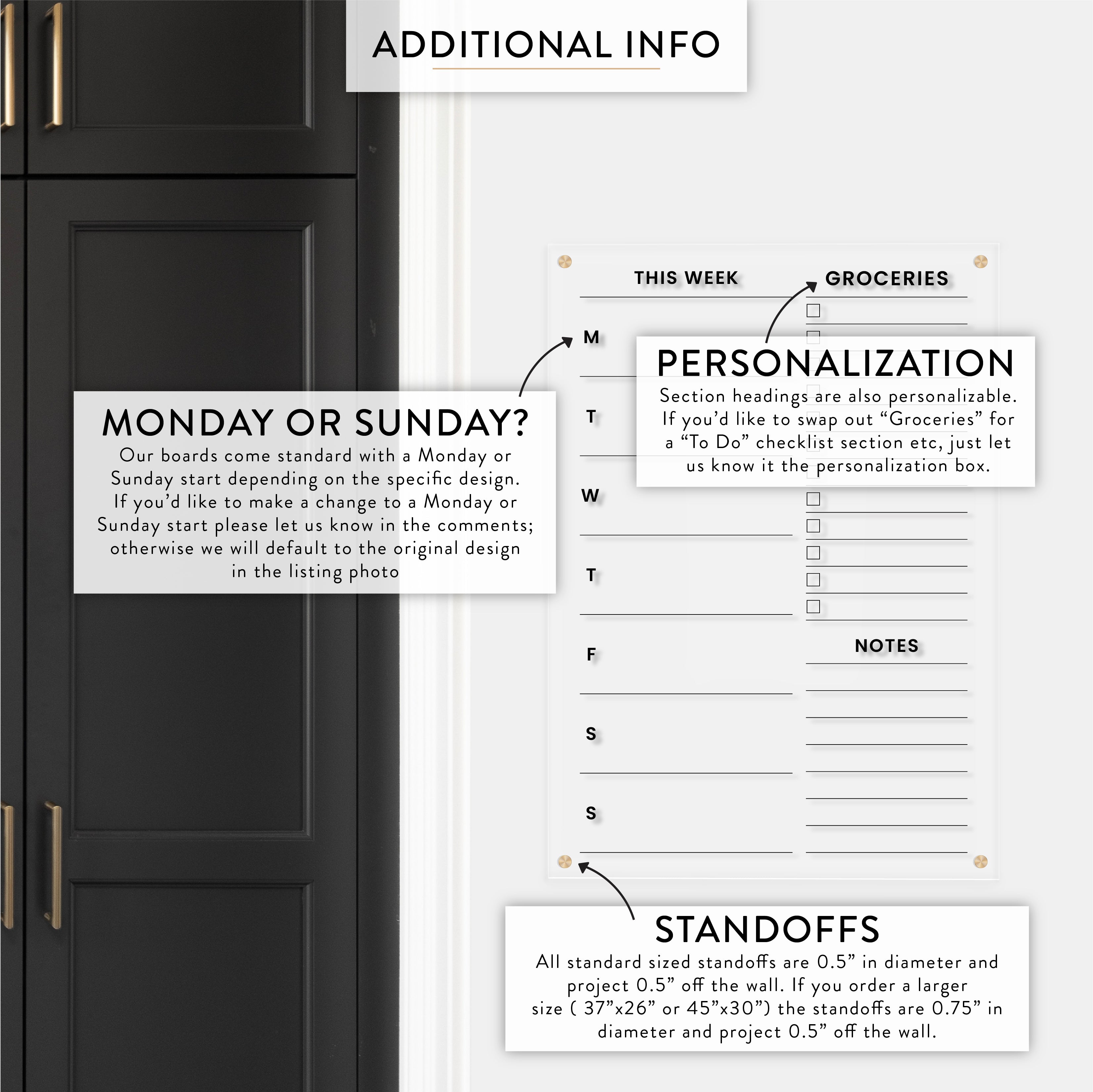 Weekly + Customizable Sidebar Acrylic Wall Calendar