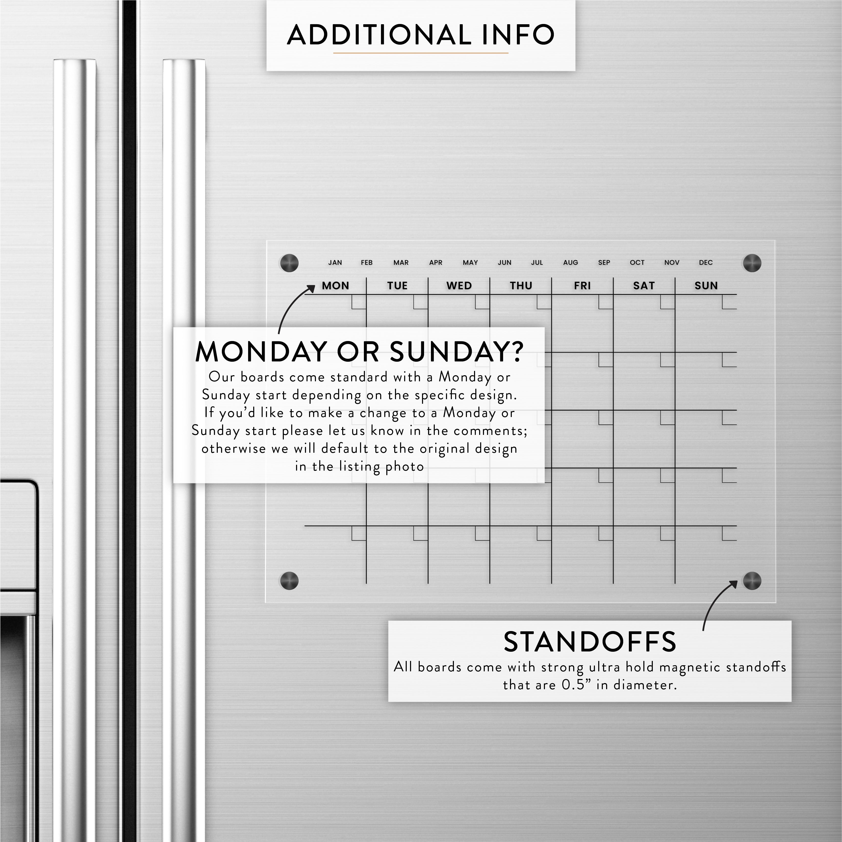 Month at a Glance Magnetic Acrylic Fridge Calendar