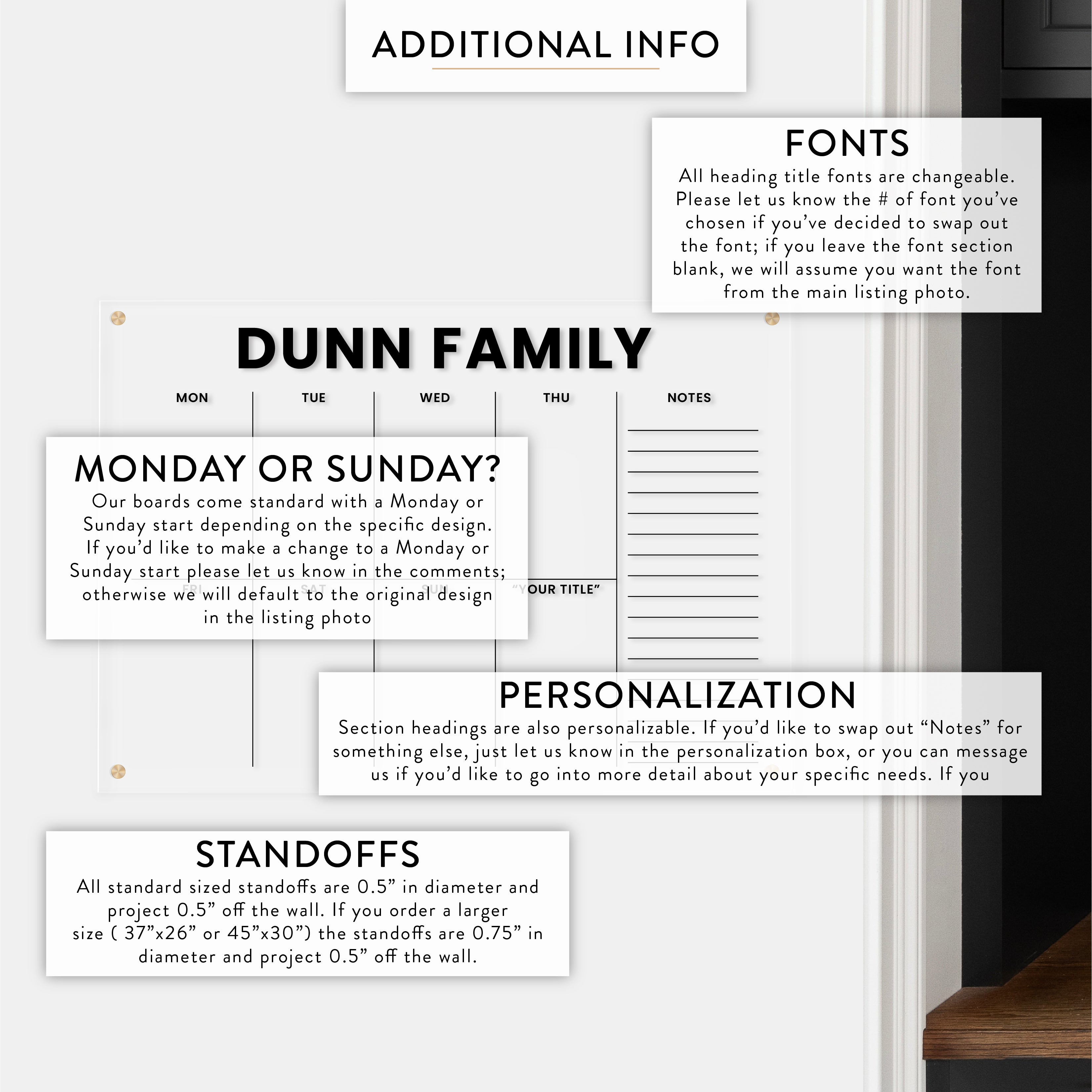 Personalized Weekly & Sidebar Acrylic Wall Calendar